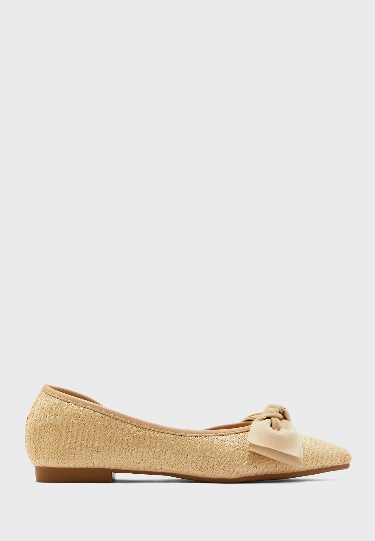 Buy Ella brown Woven Pointed Shoe With Bow for Women in Dubai, Abu Dhabi