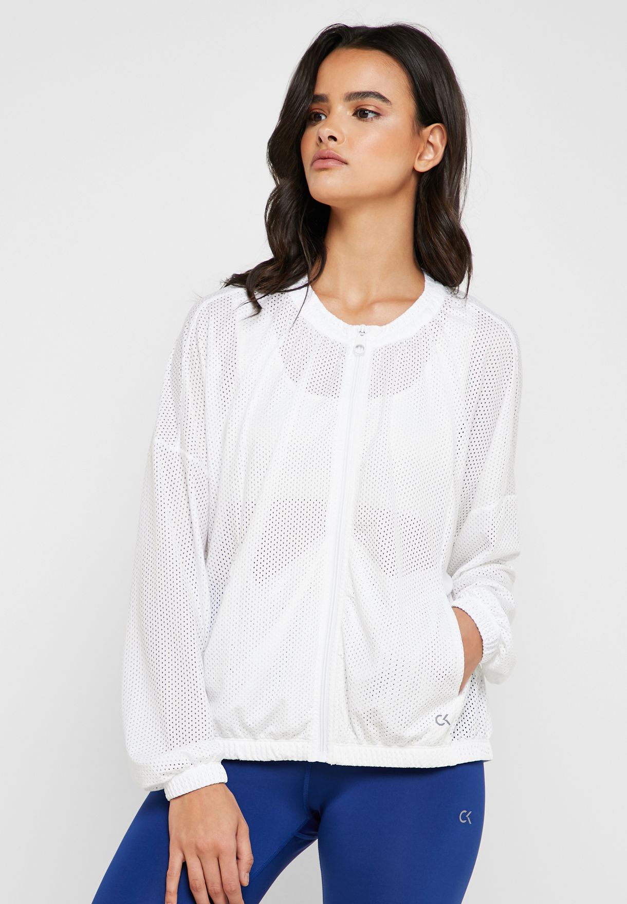 Springen Makkelijker maken Elasticiteit Buy Calvin Klein Performance white Mesh Jacket for Women in MENA, Worldwide