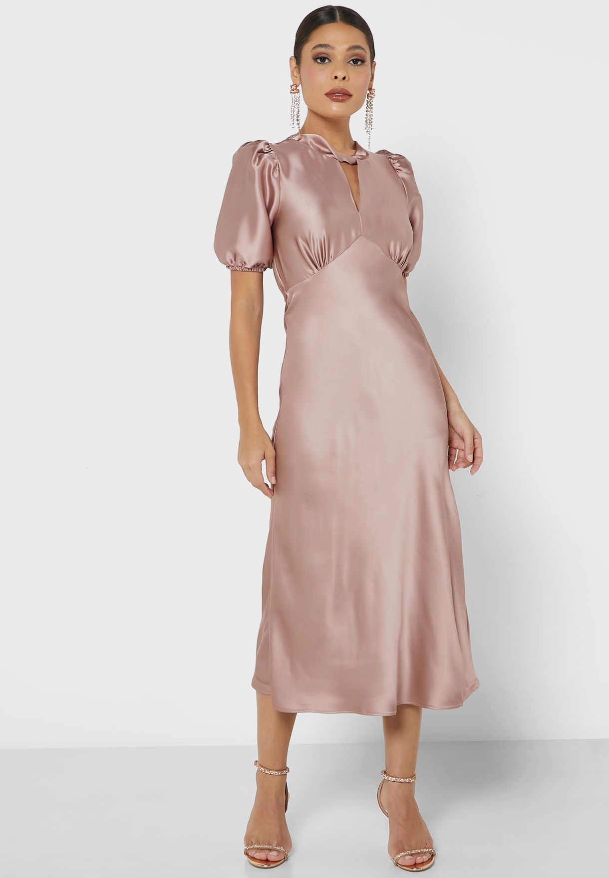 Buy Aligne pink Cut Out Puff Sleeves Dress for Women in Dubai, Abu Dhabi