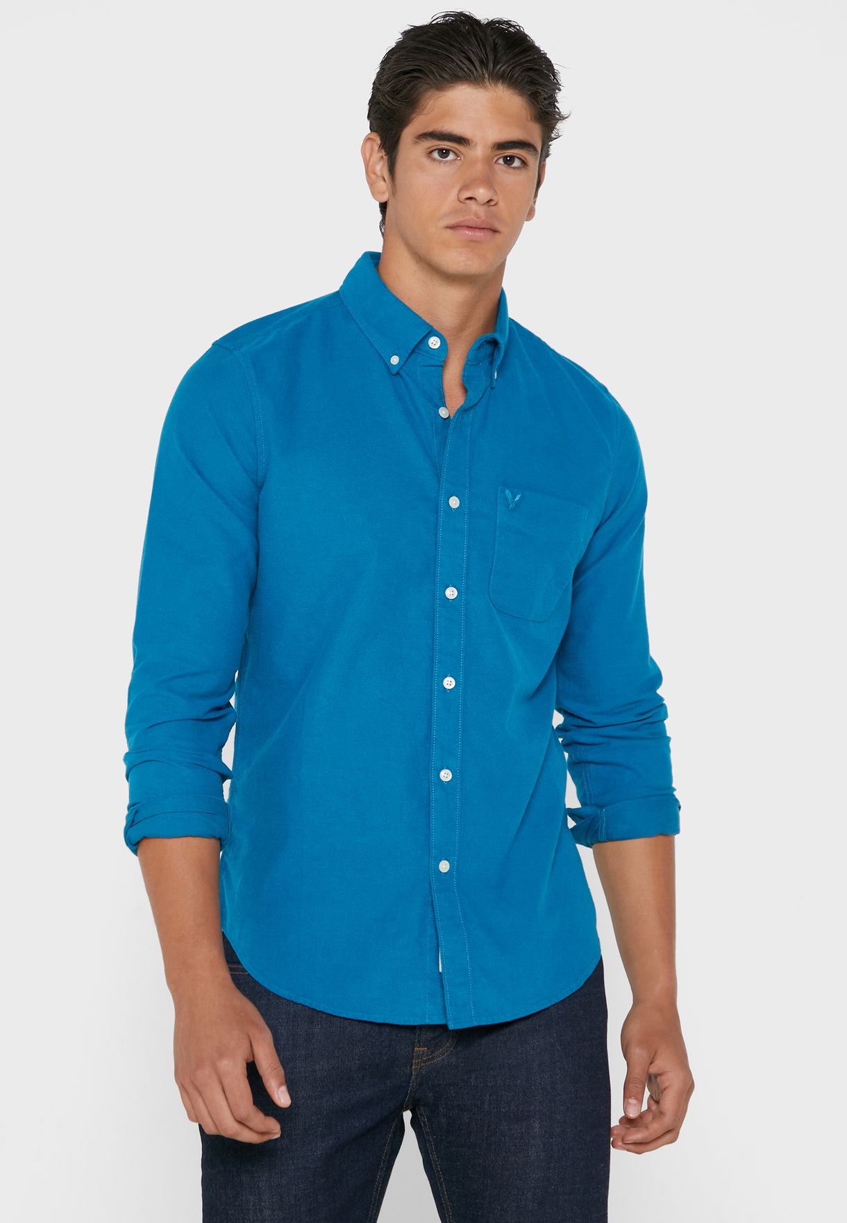 Buy American Eagle blue Oxford Slim Fit Shirt for Men in Manama, Riffa