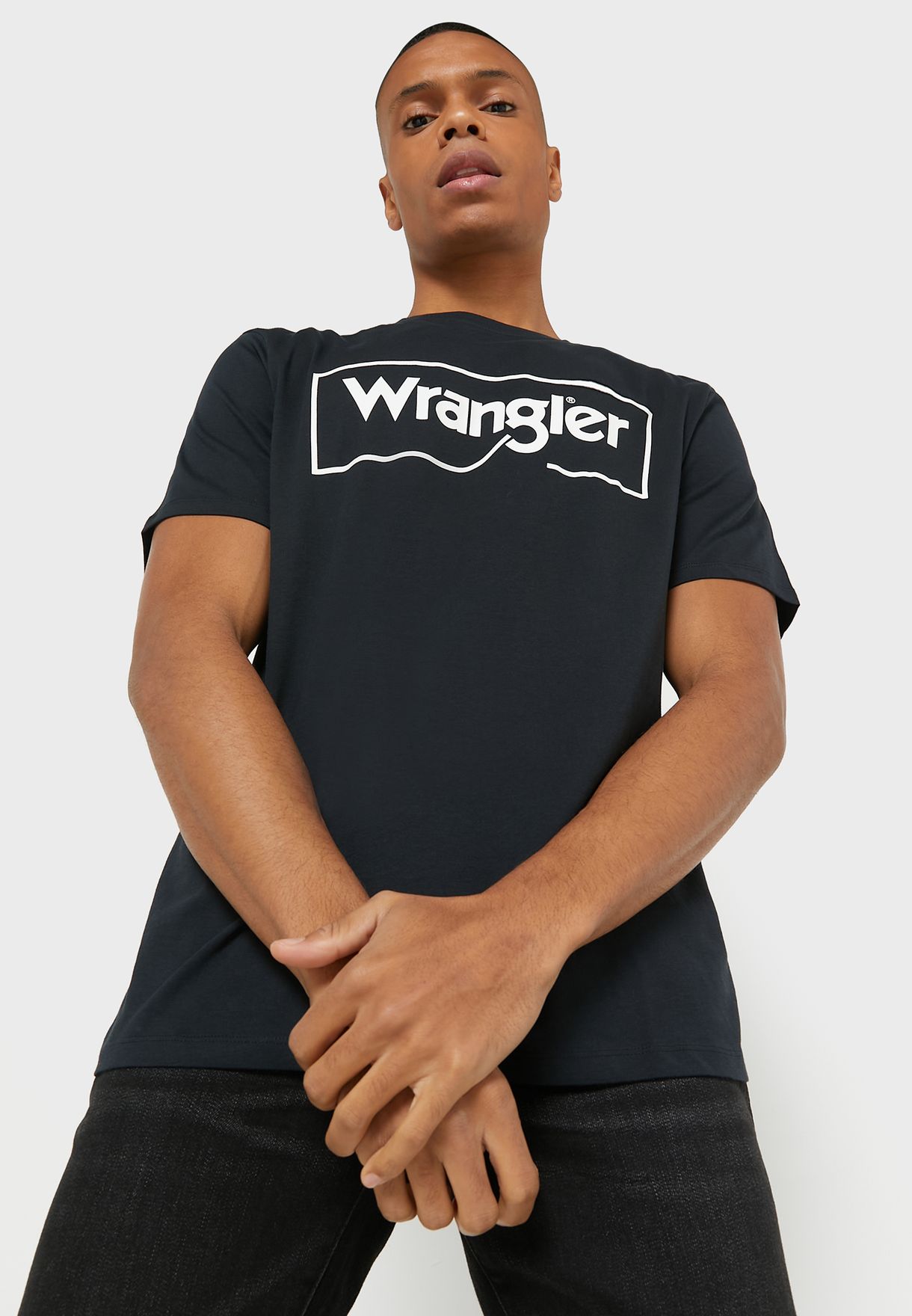 Buy Wrangler Men black Logo Crew Neck T-Shirt for Men in Riyadh, Jeddah