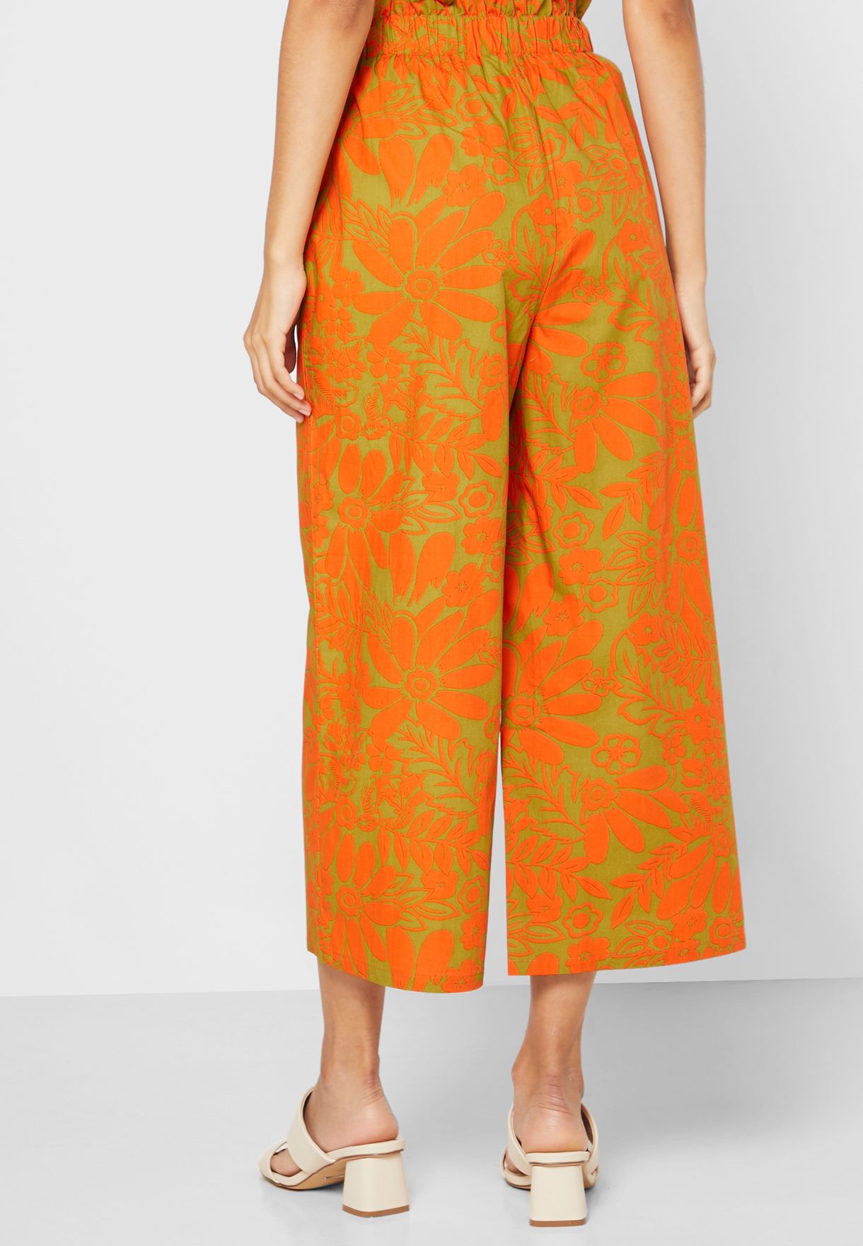 printed wide leg pants