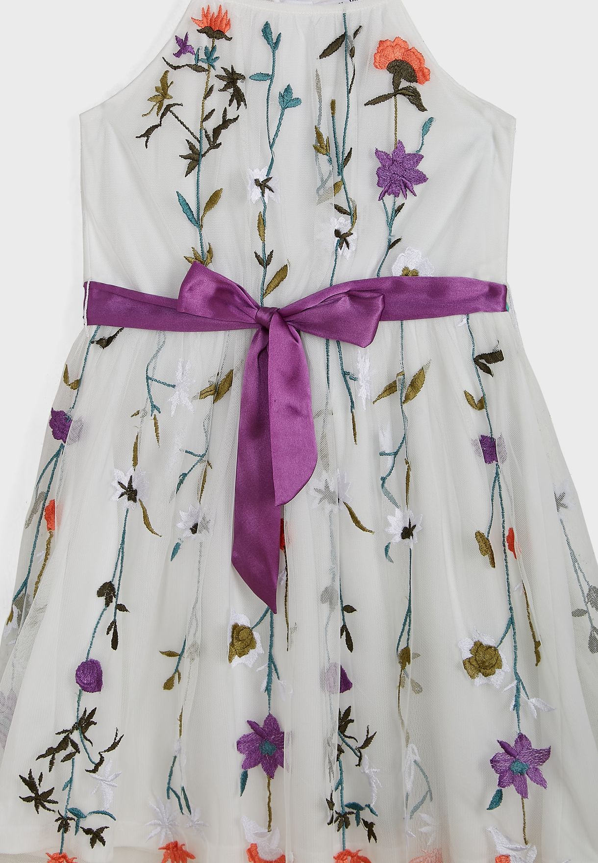 Youth Floral Embroidered  Dress