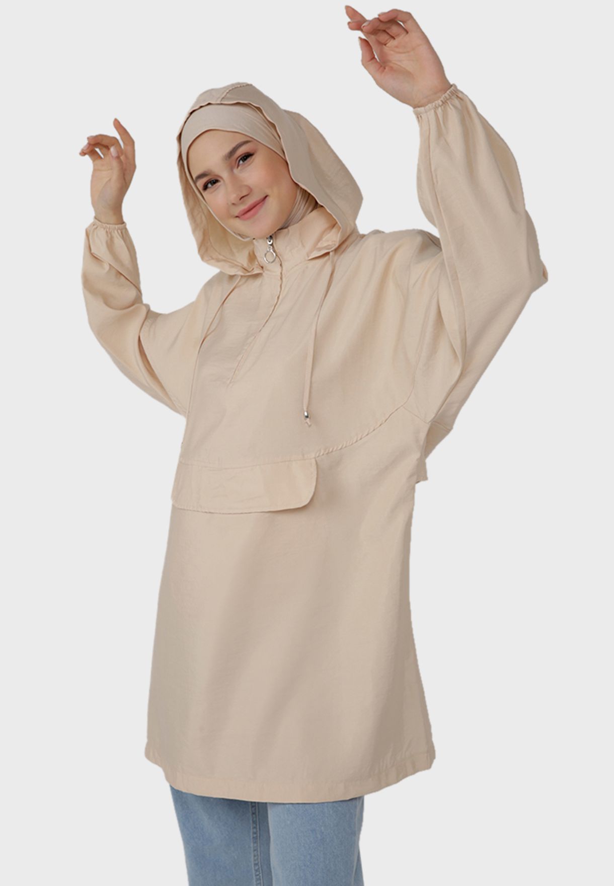Hooded Drawstring Coat