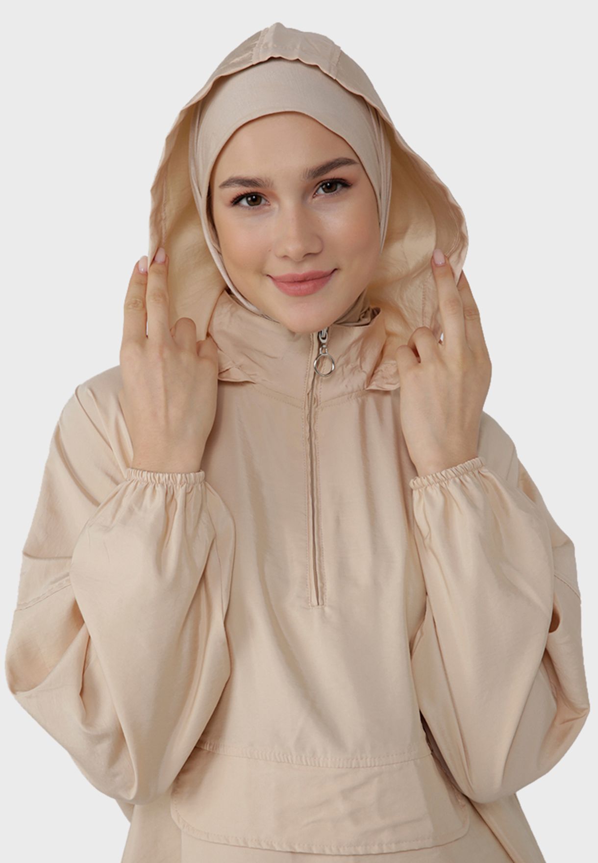 Hooded Drawstring Coat