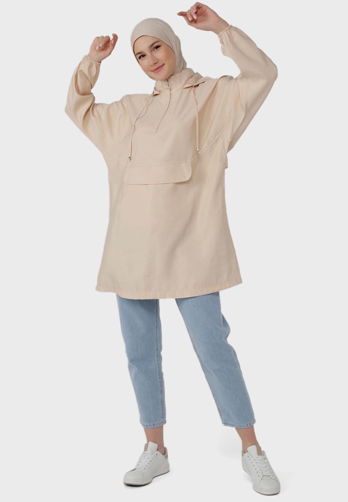 Hooded Drawstring Coat