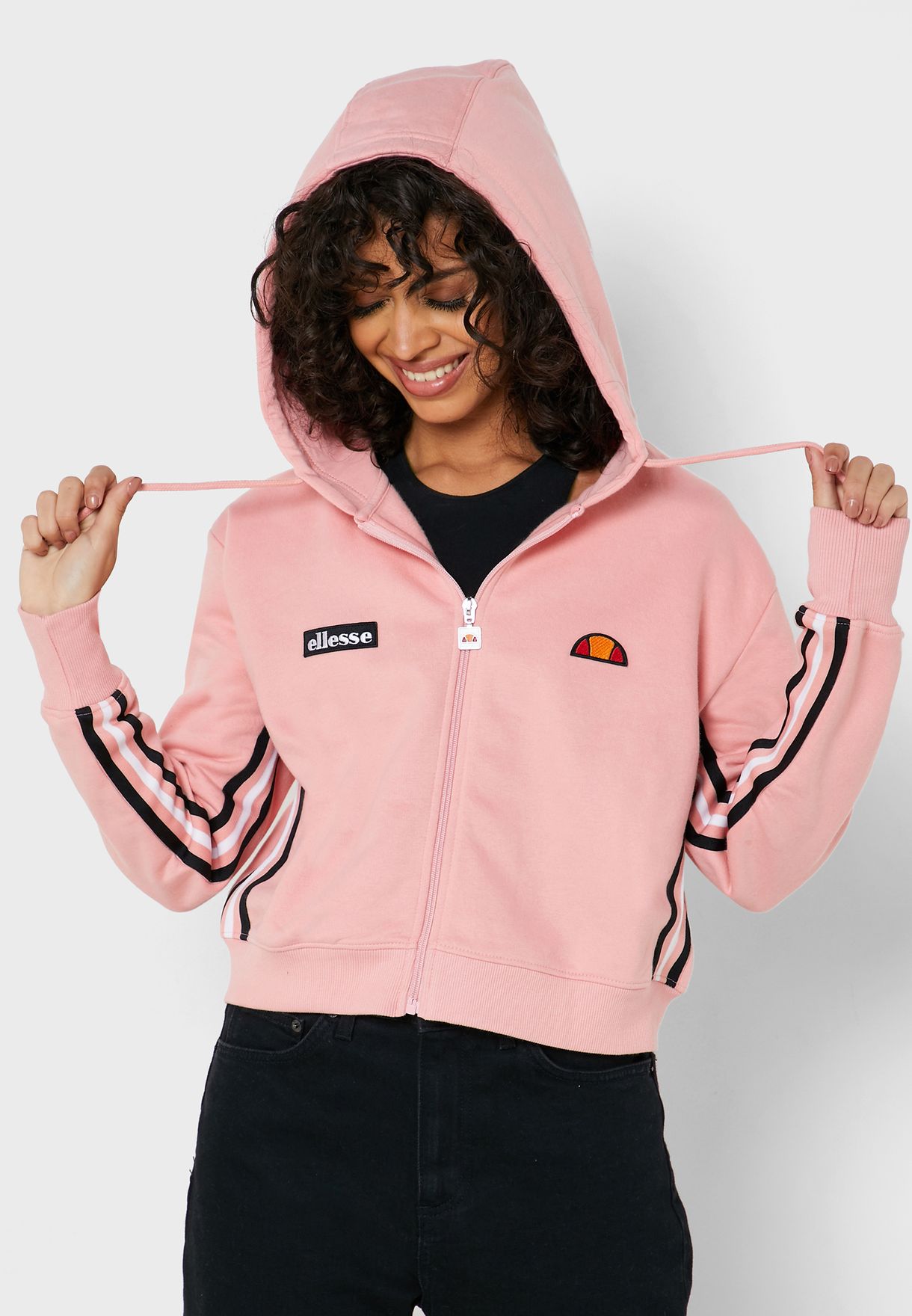 ellesse pink cropped hoodie