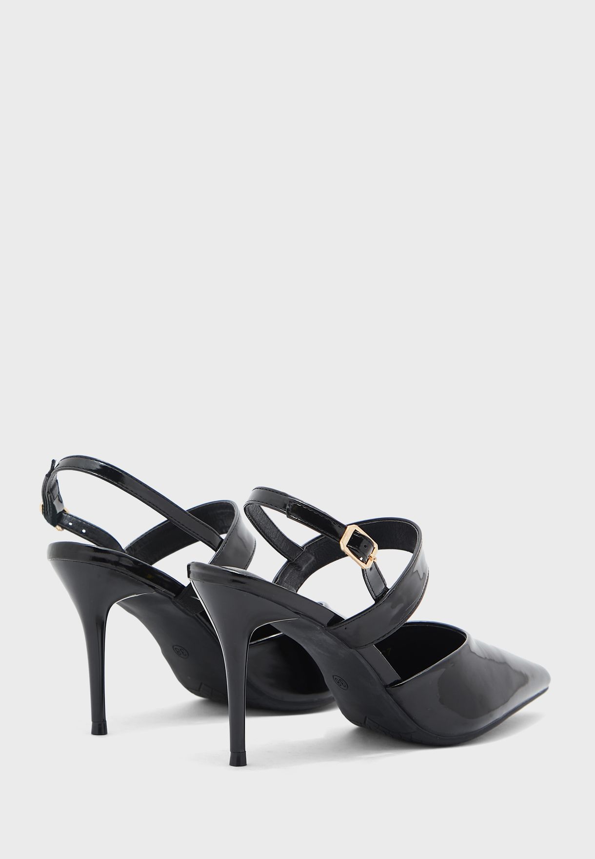 Patent Double Strap Pointed Pump 