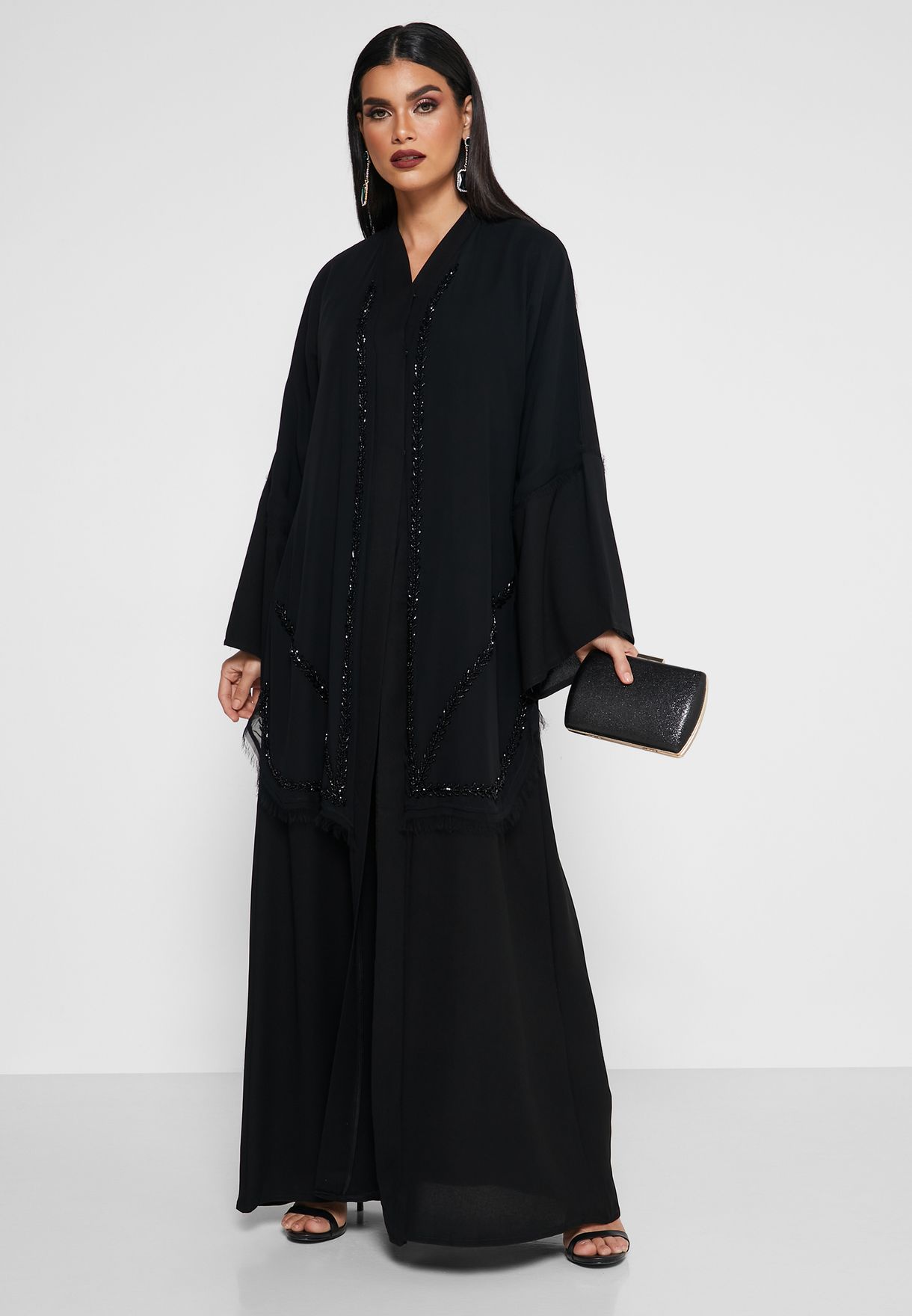 Buy Hayas Closet black Sequin Detail Abaya for Women in MENA, Worldwide