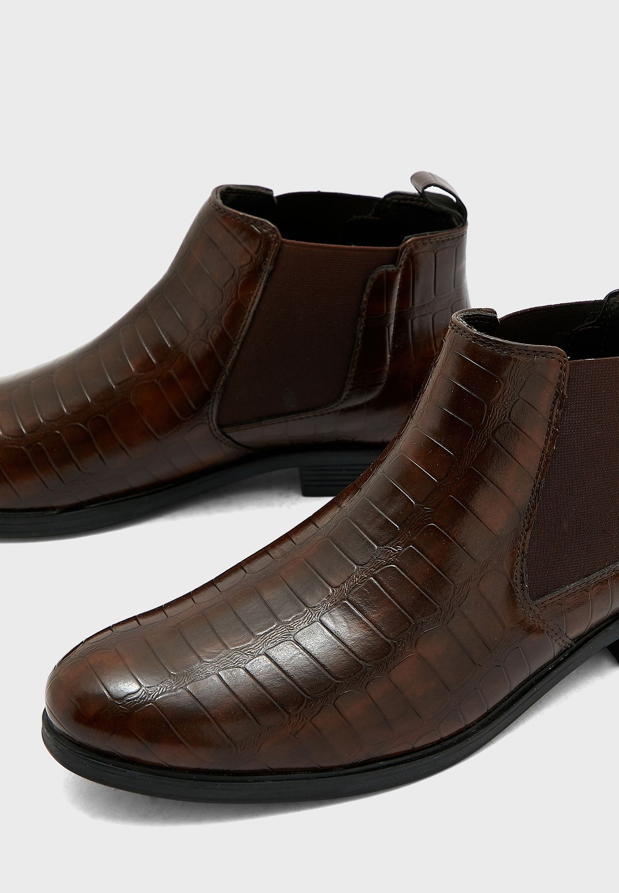 Croc Print Faux Leather Chelsea Boots