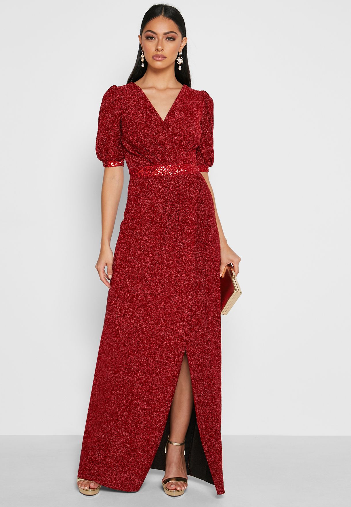 maroon shimmer gown
