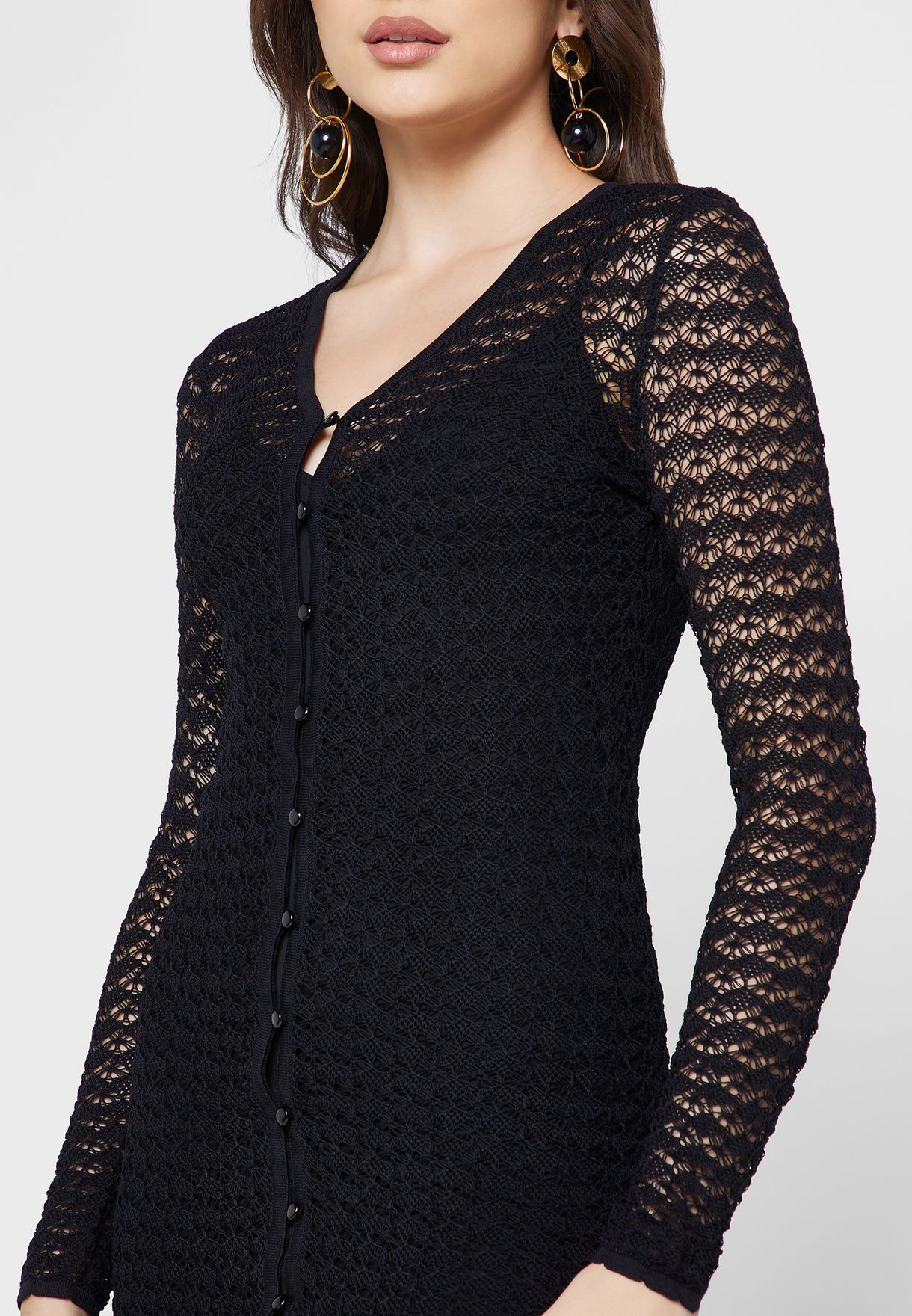 Balloon Sleeve Bodycon Dress