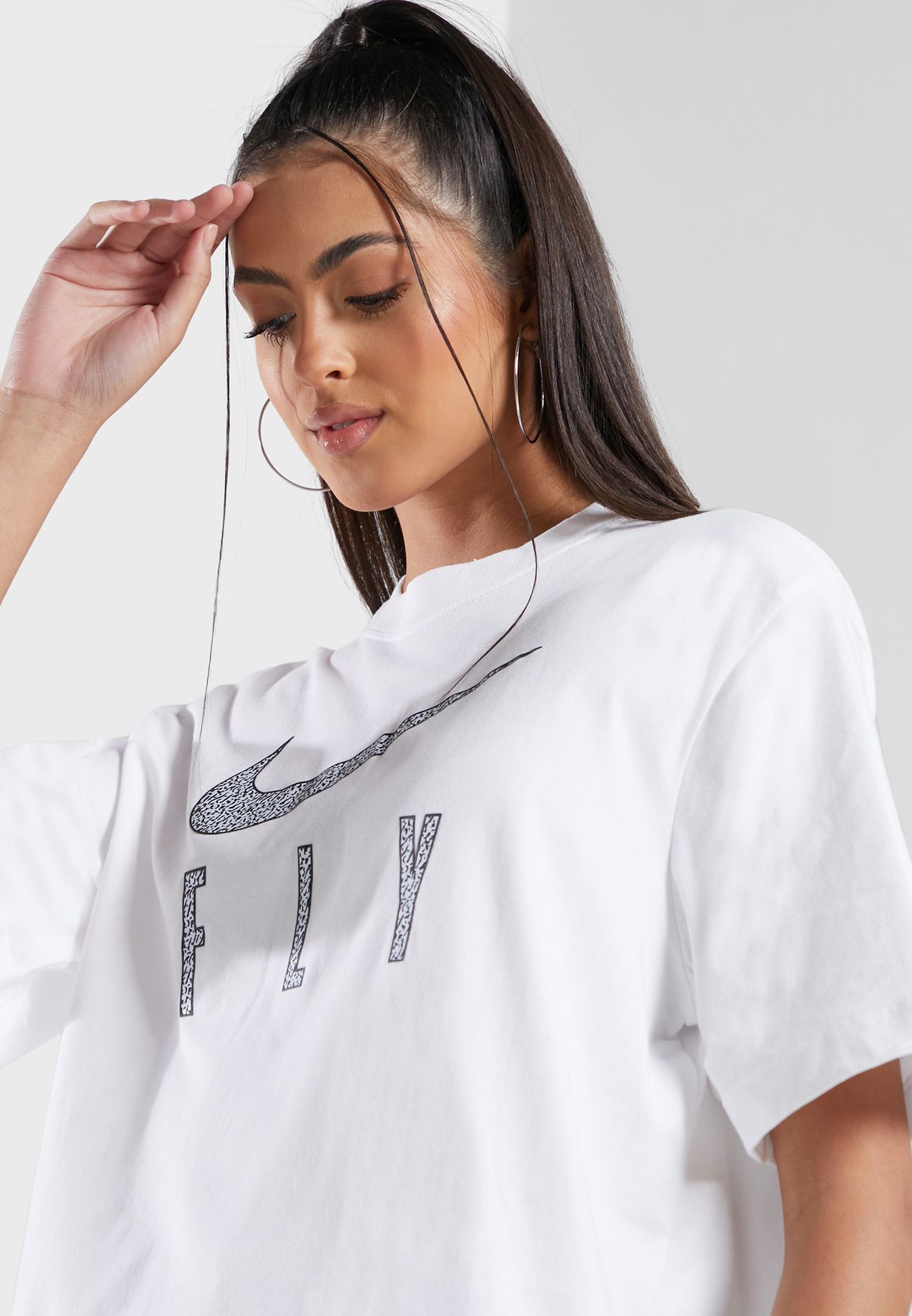 Buy Nike white Dri-Fit Swoosh Fly Boxy T-Shirt for Kids in Kuwait city ...