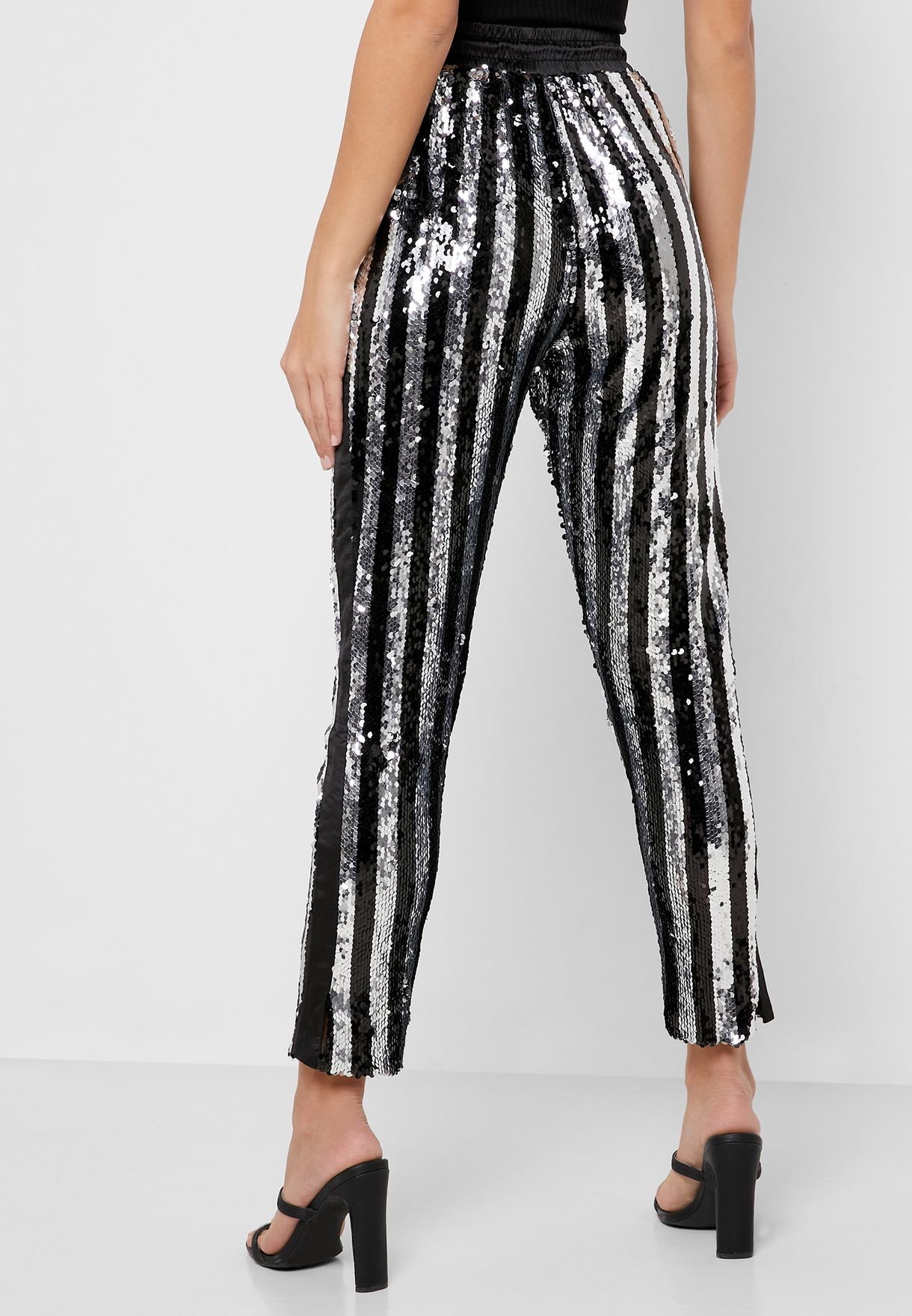 striped sequin pants