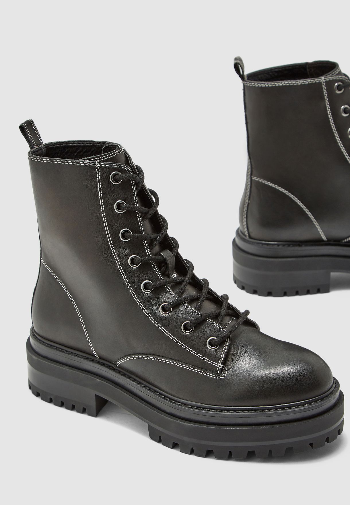 topshop black lace up boots