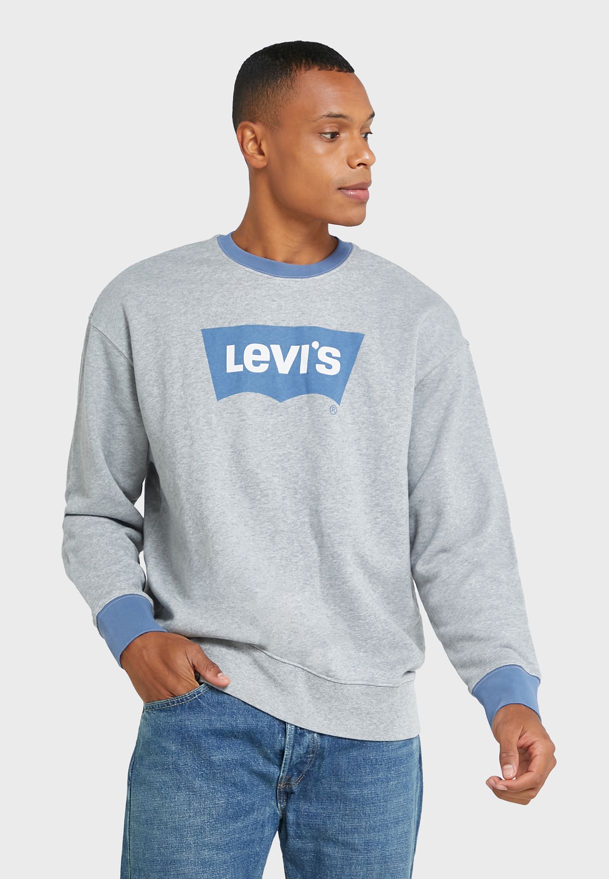 Buy Levis grey Logo Print Sweatshirt for Men in Dubai, Abu Dhabi