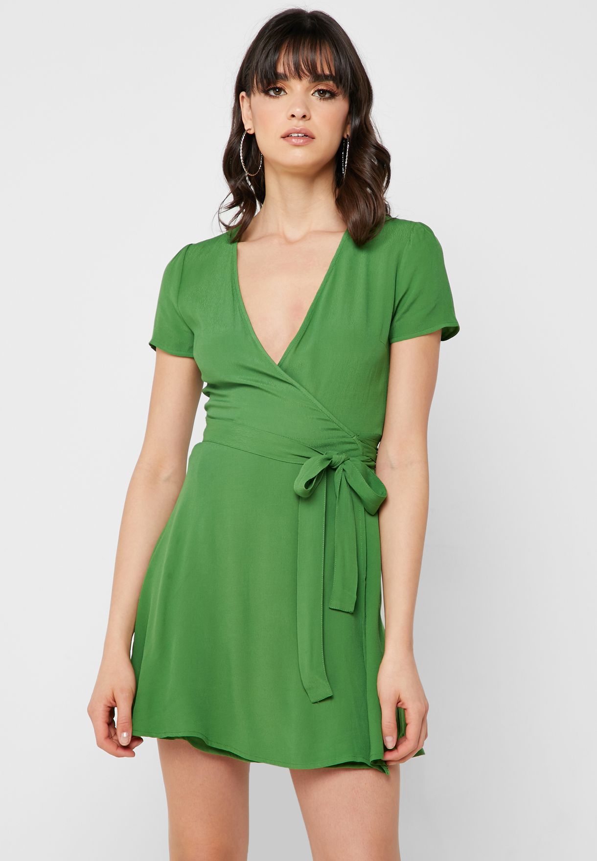 Buy Forever 21 green Surplice Wrap Dress for Women in MENA, Worldwide