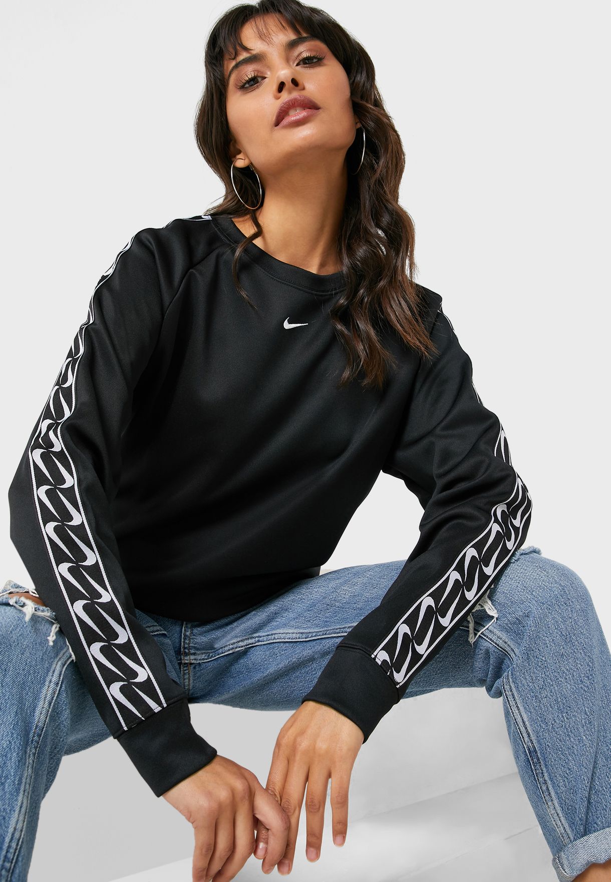 Buy Nike black NSW Logo Tape Sweatshirt 