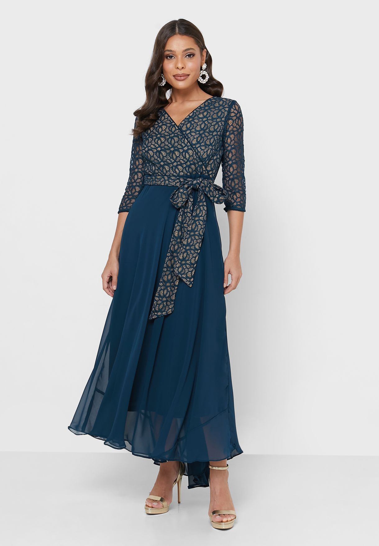 Buy Khizana green Embroidered Wrap Dress for Women