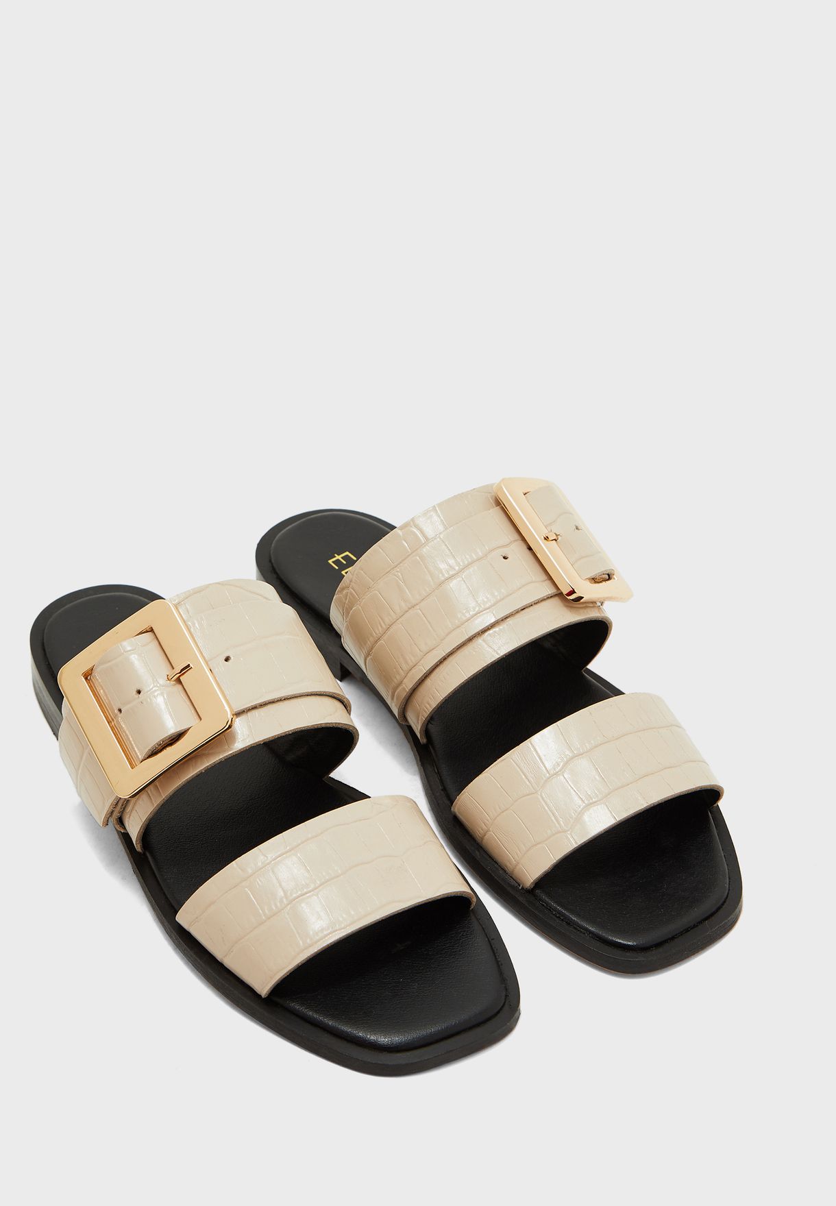 Buy Ella Beige Leather Sandals With 