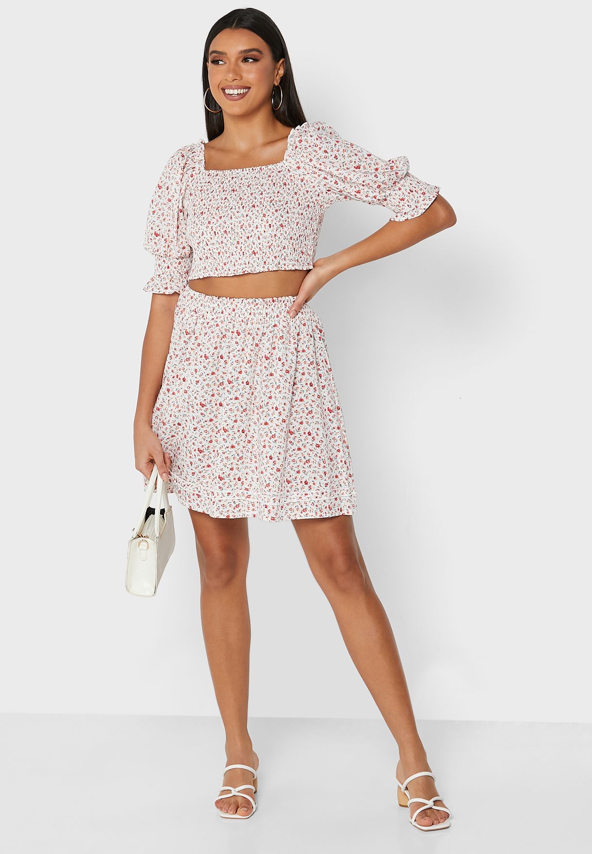 Puff Sleeve Skirt Set