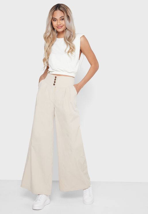 Front Button Flared Pants