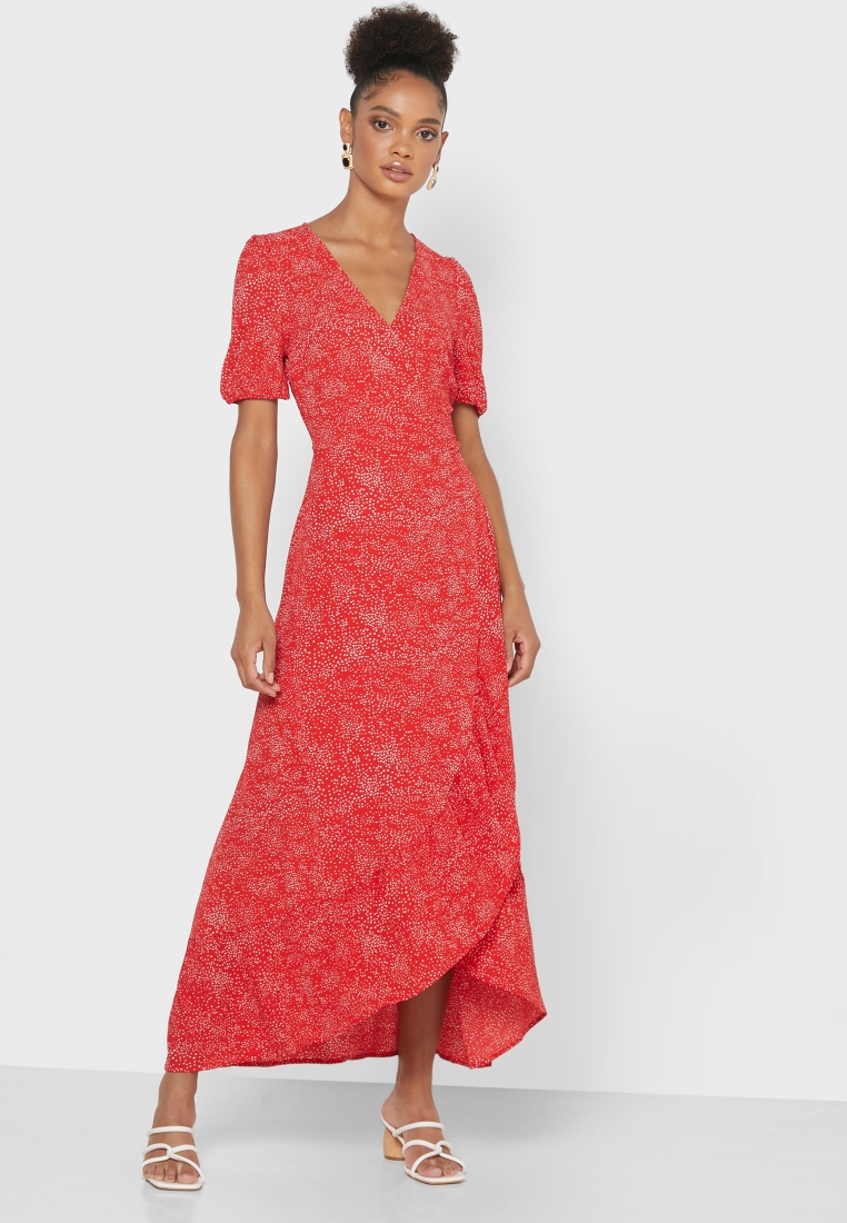 Print bogstaveligt talt Imponerende Buy Vero Moda red Asymmetric Wrap Dress for Women in Muscat, Salalah
