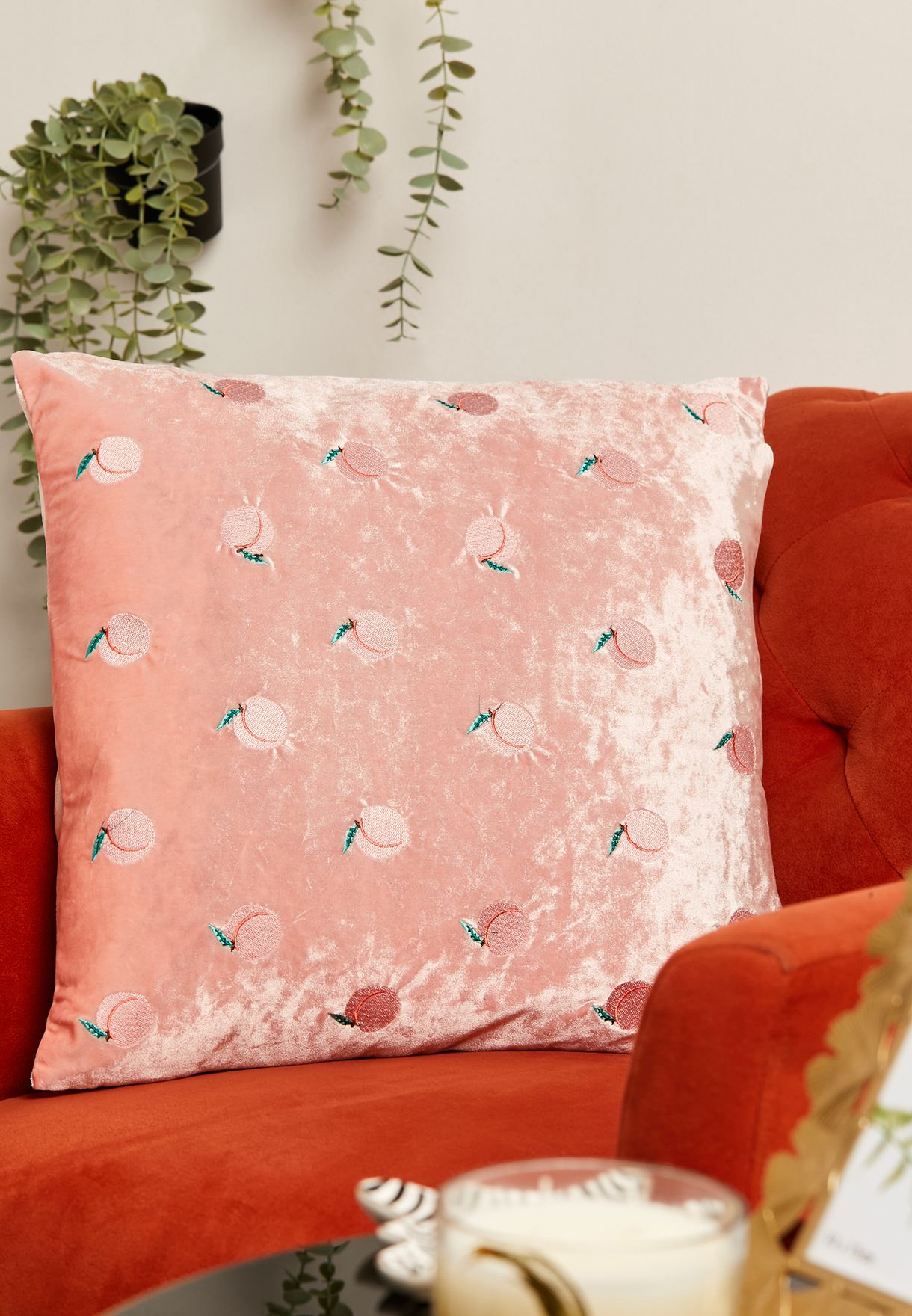 Peachy Feather Filled Cushion