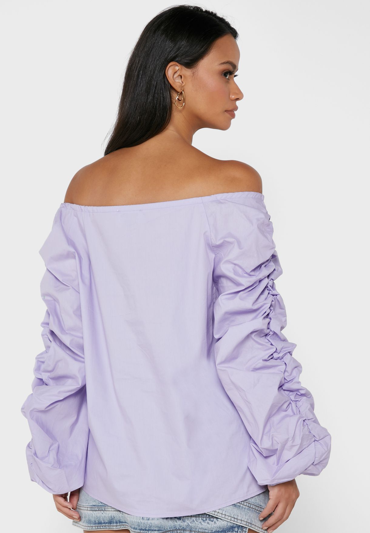 Rouched Sleeve Detail Top