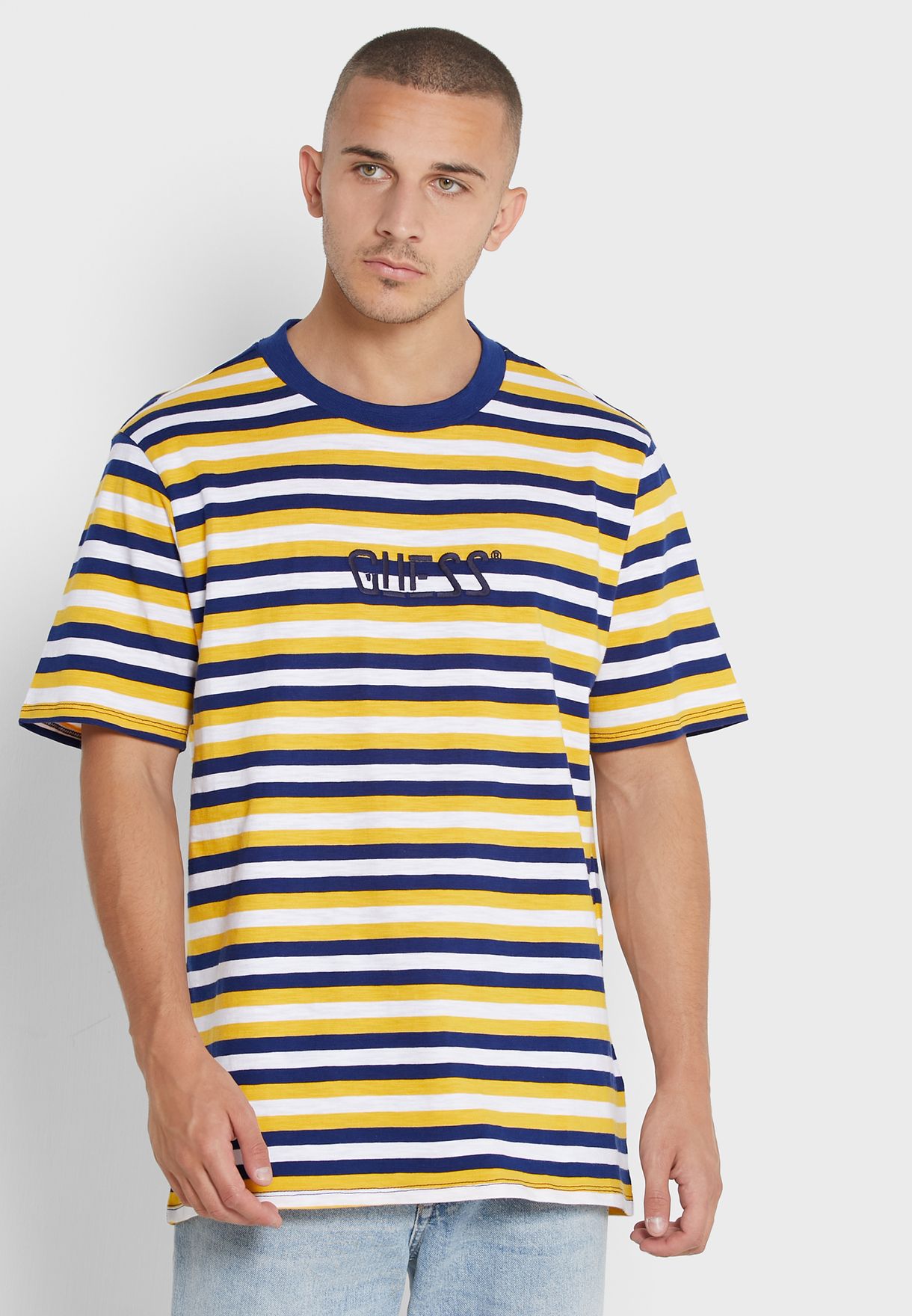 reebok classic striped crew neck sweatshirt