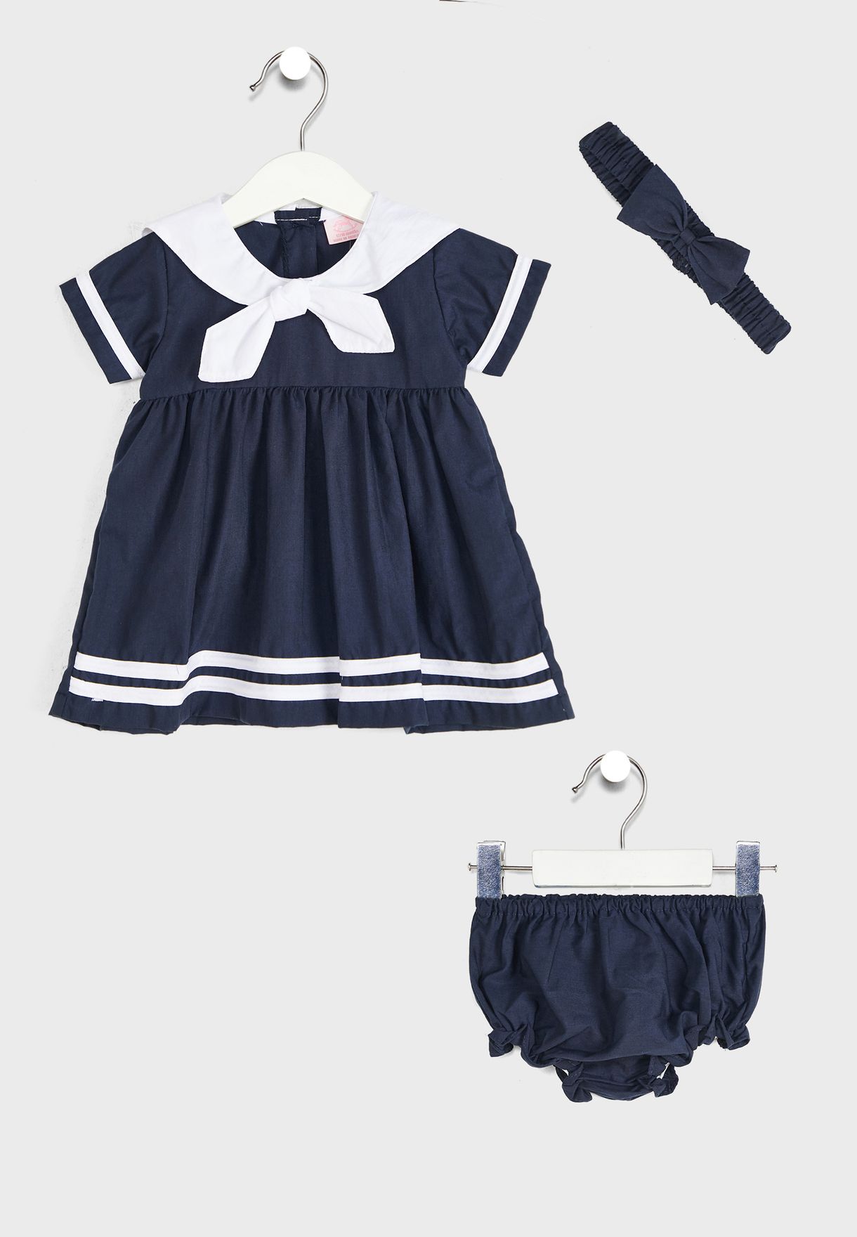 Infant Sailor Dress & Knicker Set With Headband