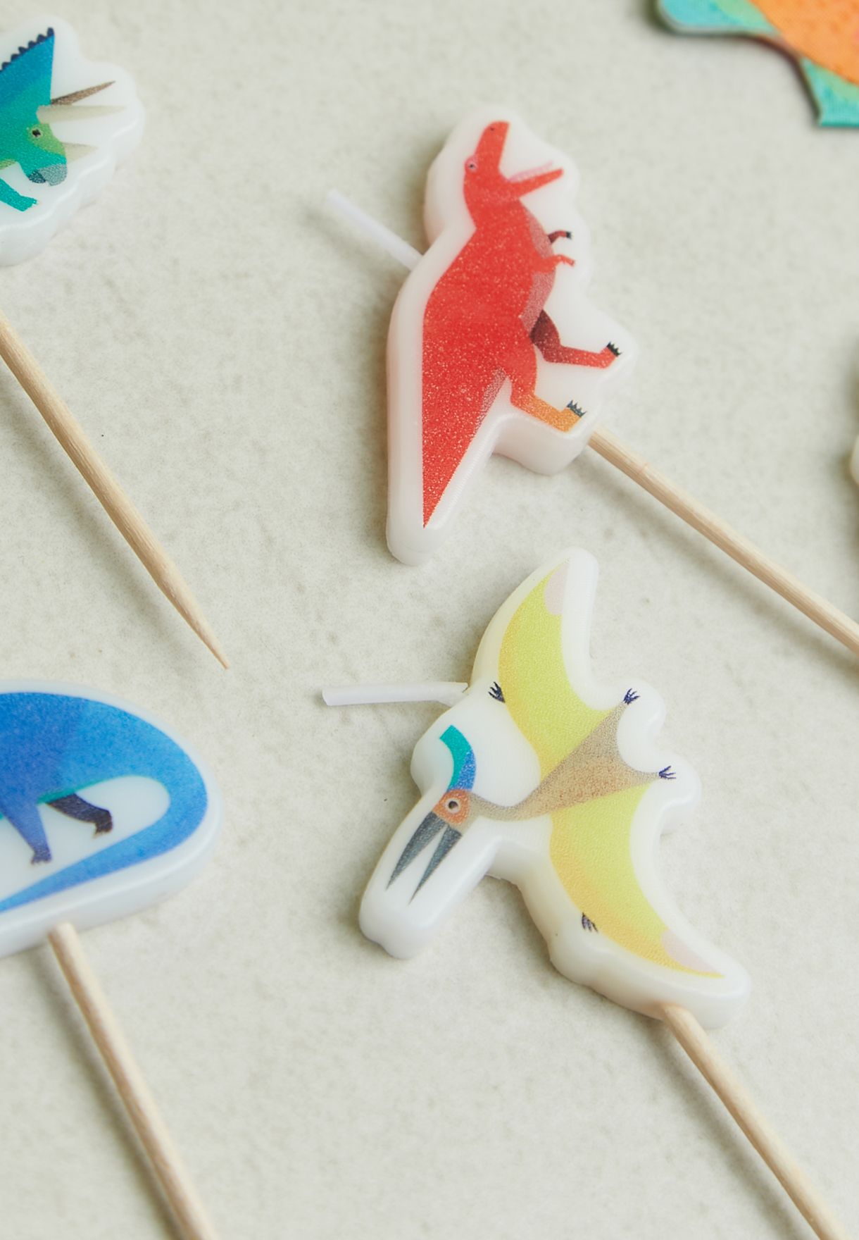 Set Of 5 Party Dinosaur Shaped Candles
