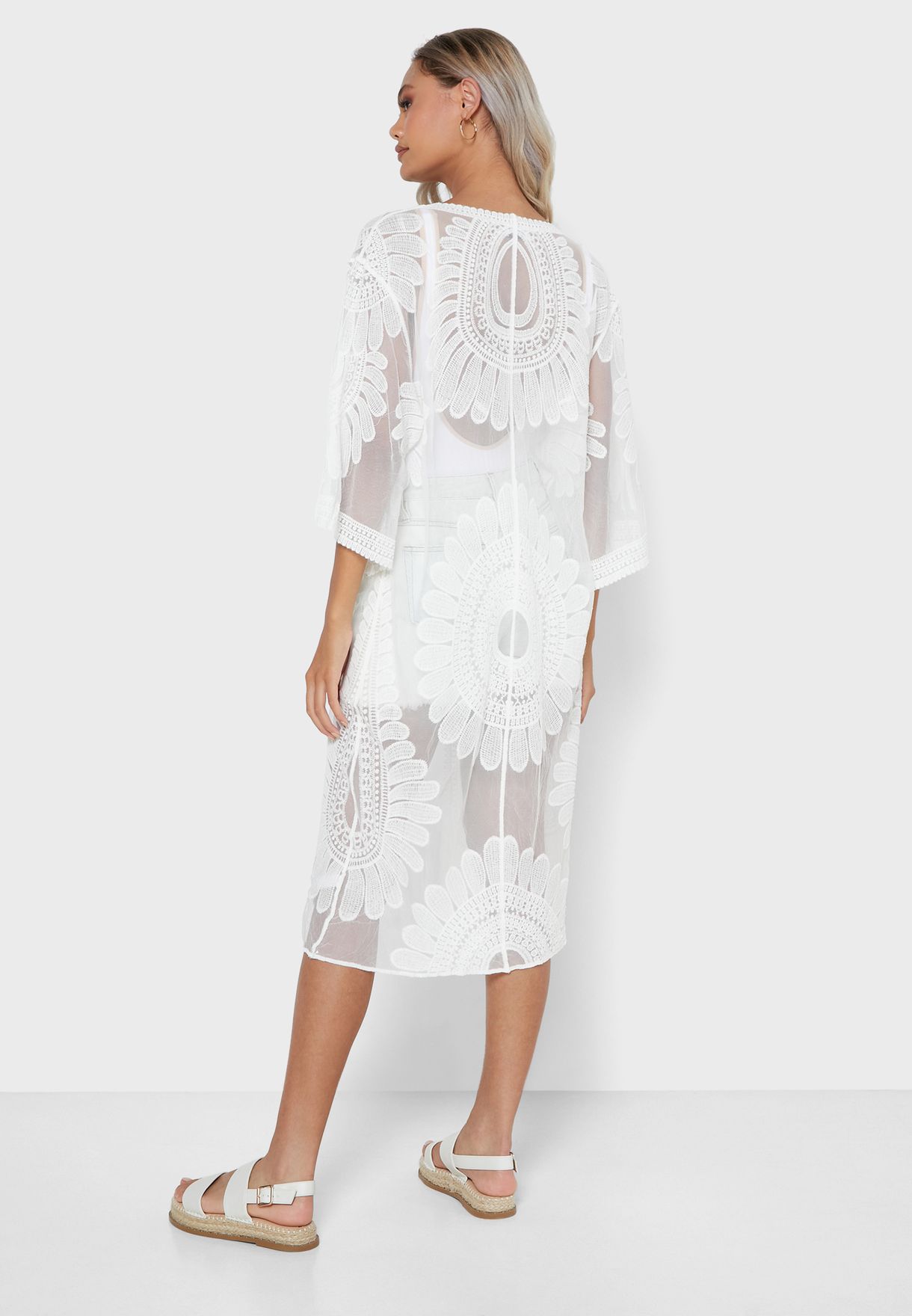 Mesh Embroidered Cover Up