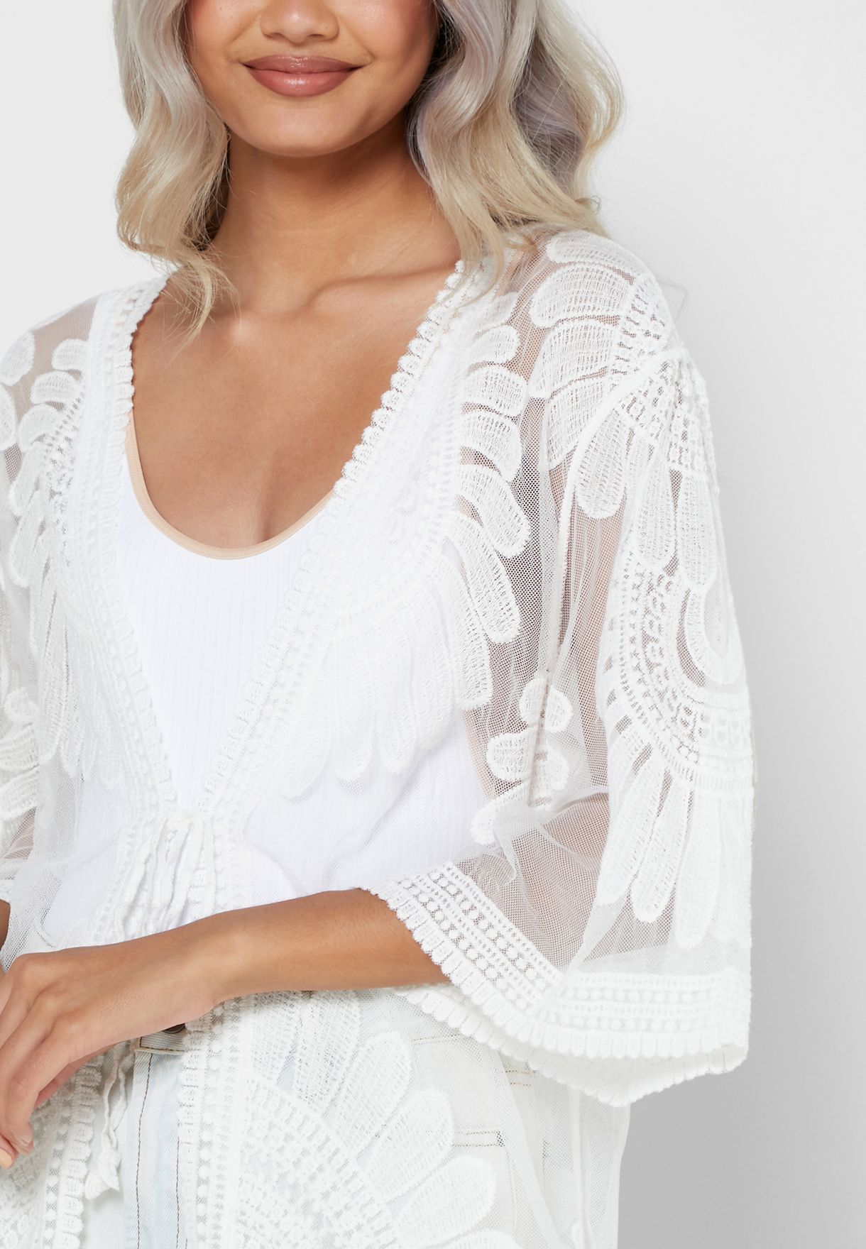 Mesh Embroidered Cover Up