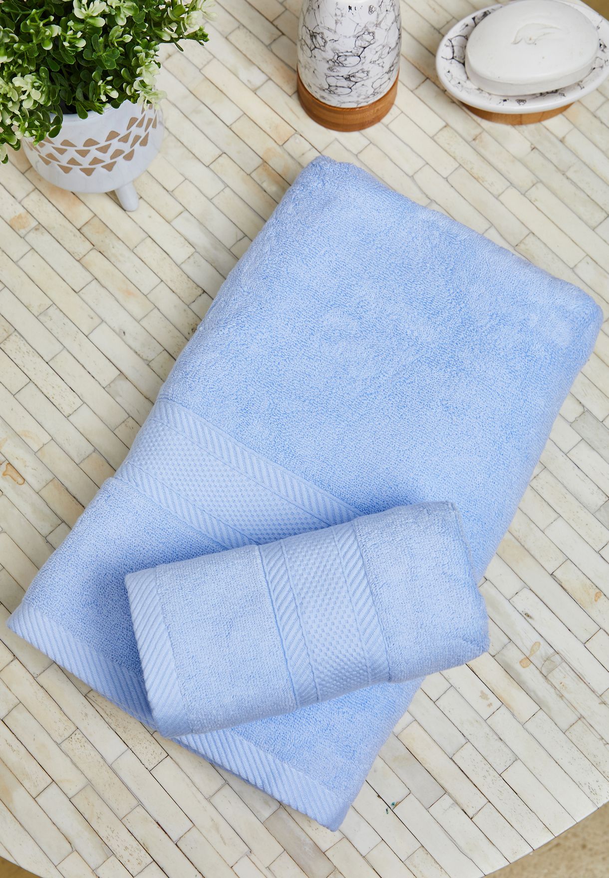 light blue bath towel