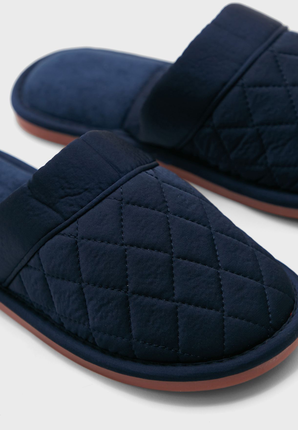 Buy Ginger Navy Quilted Satin Bedroom Slippers For Women In Dubai Abu