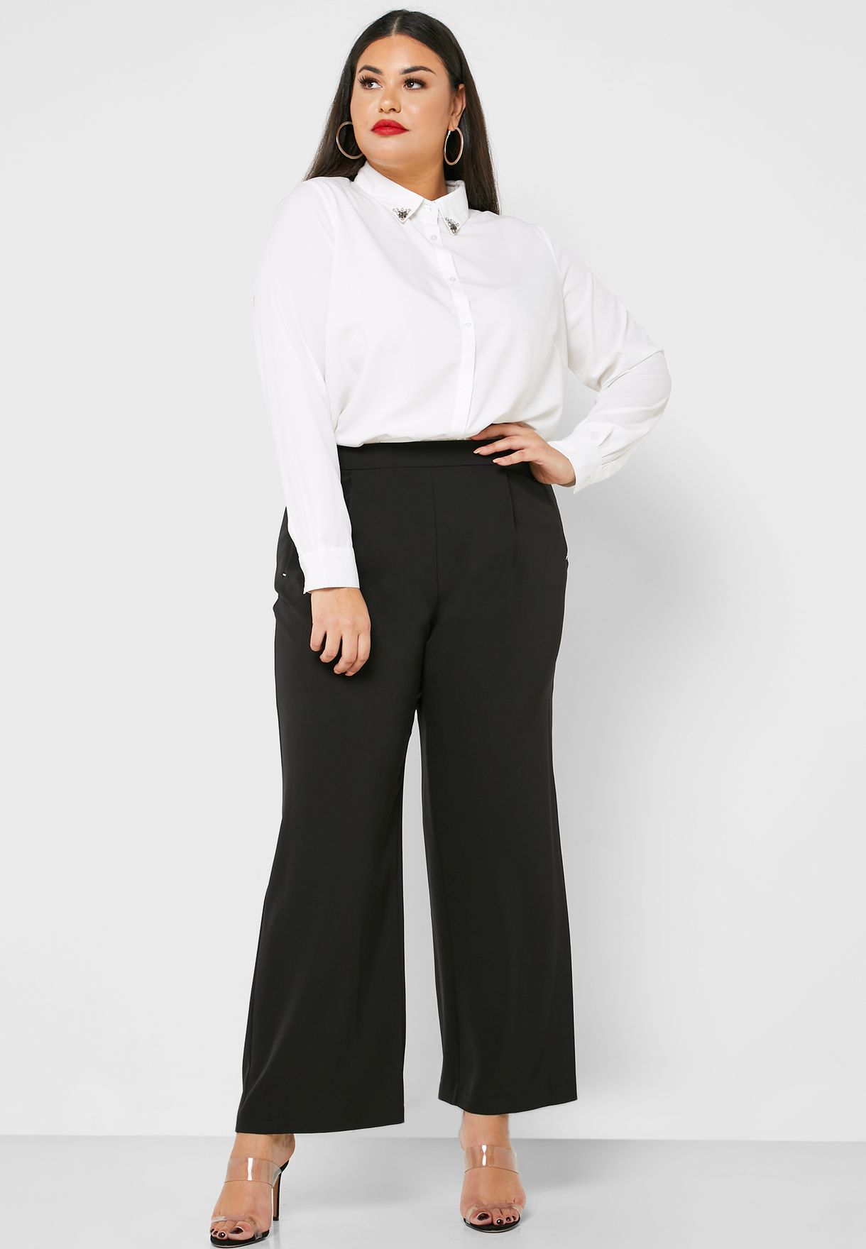 Buy Evans black Wide Leg Trousers for 