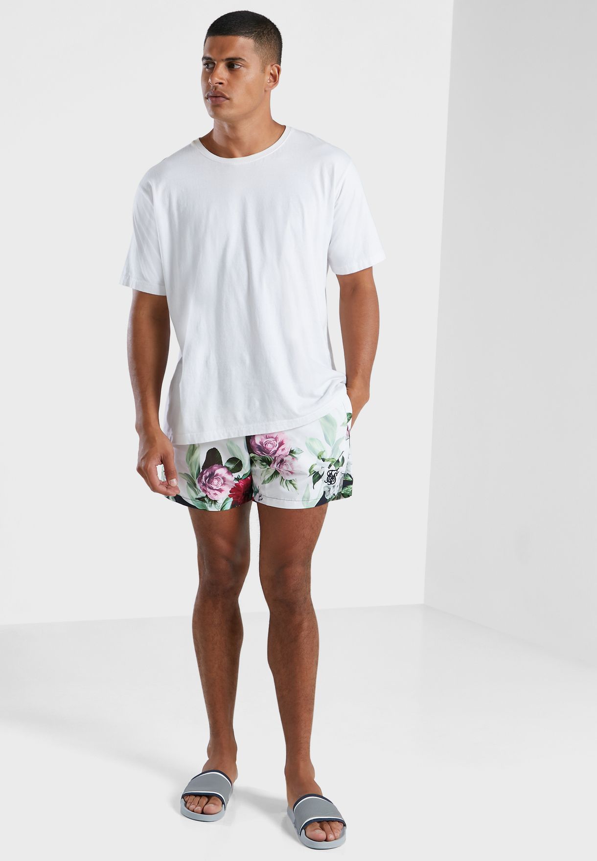 Floral Pixel Swim Shorts