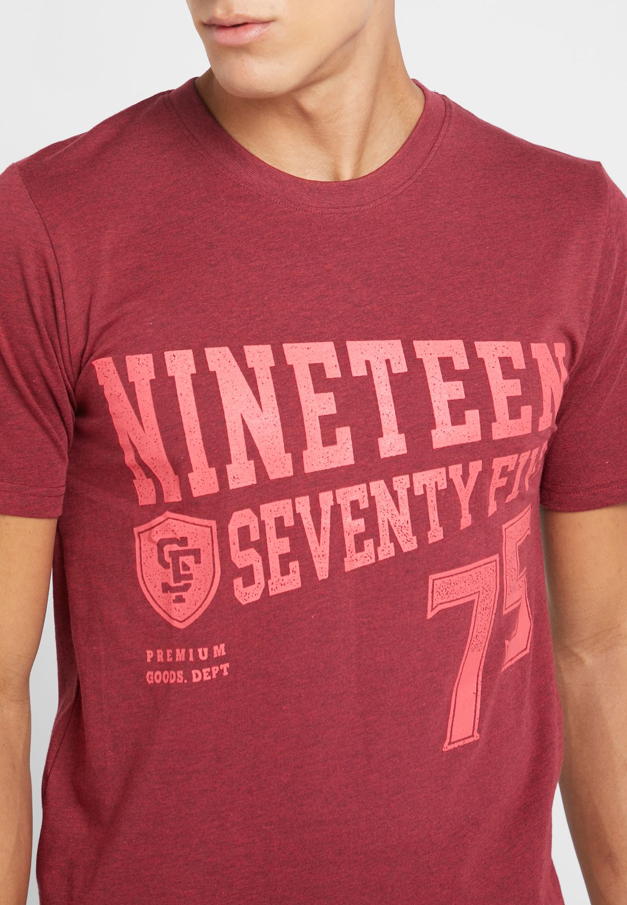 Seventy Five Print Melange T Shirt