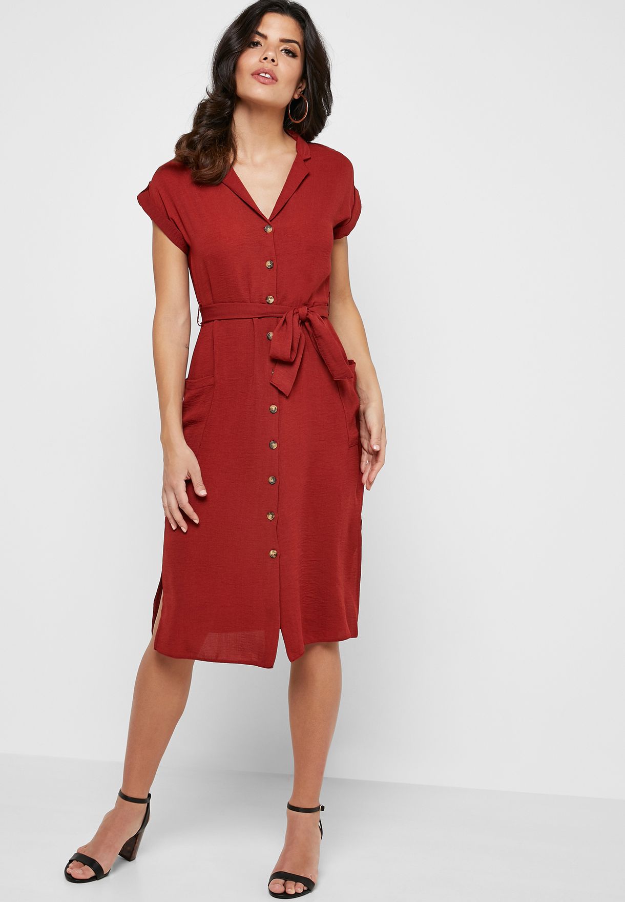 womens red shirt dress