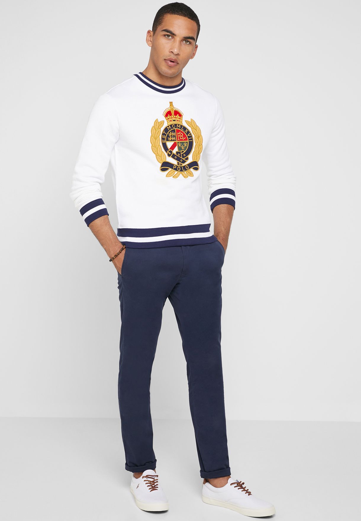 Buy Polo Ralph Lauren white Fleece Graphic Sweatshirt for Men in MENA,  Worldwide