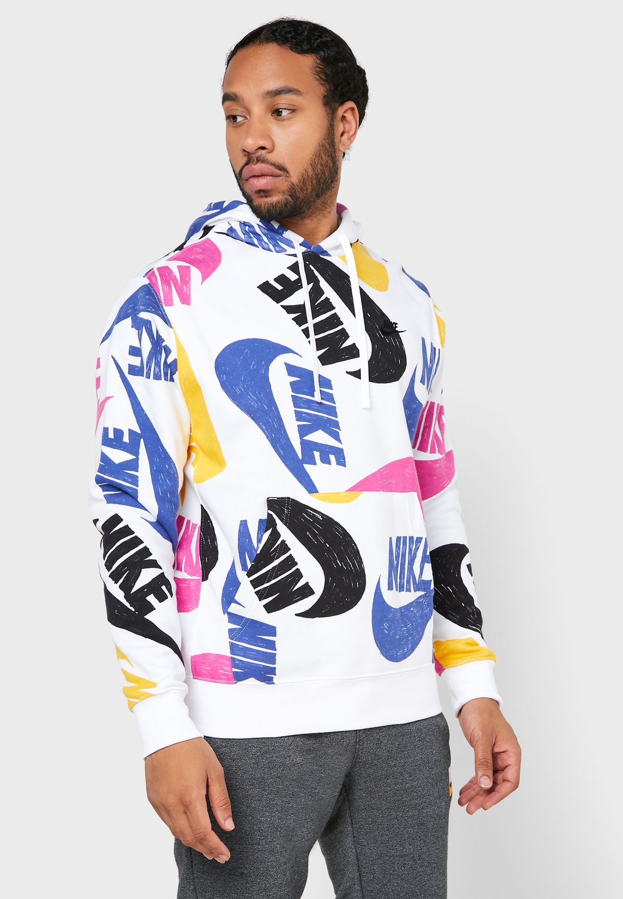 nike men's sportswear aop club hoodie