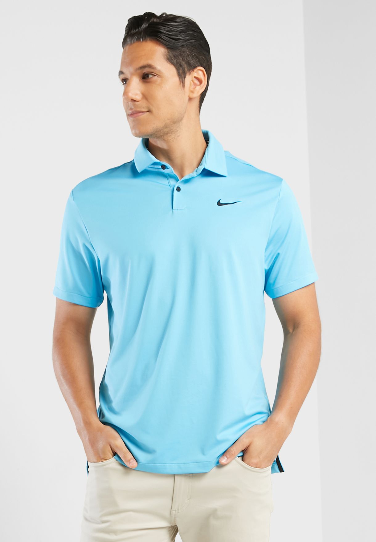 nike blue and white golf shirt