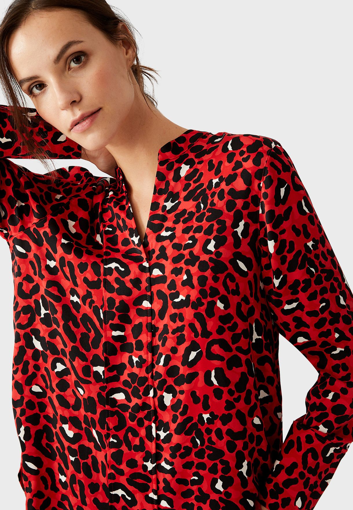 V-Neck Leopard Print Top