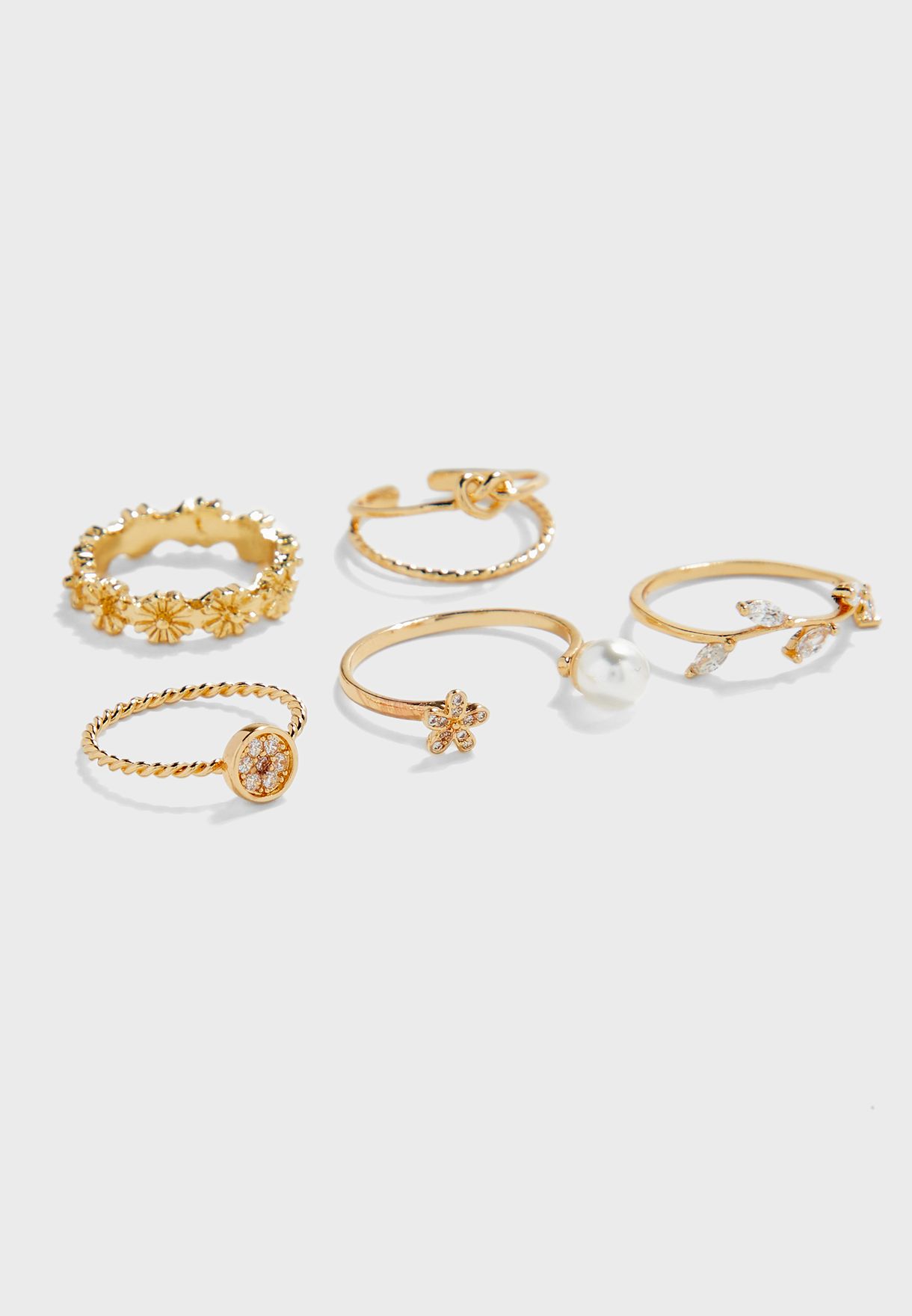 Flower and Pearl Rings Multipack