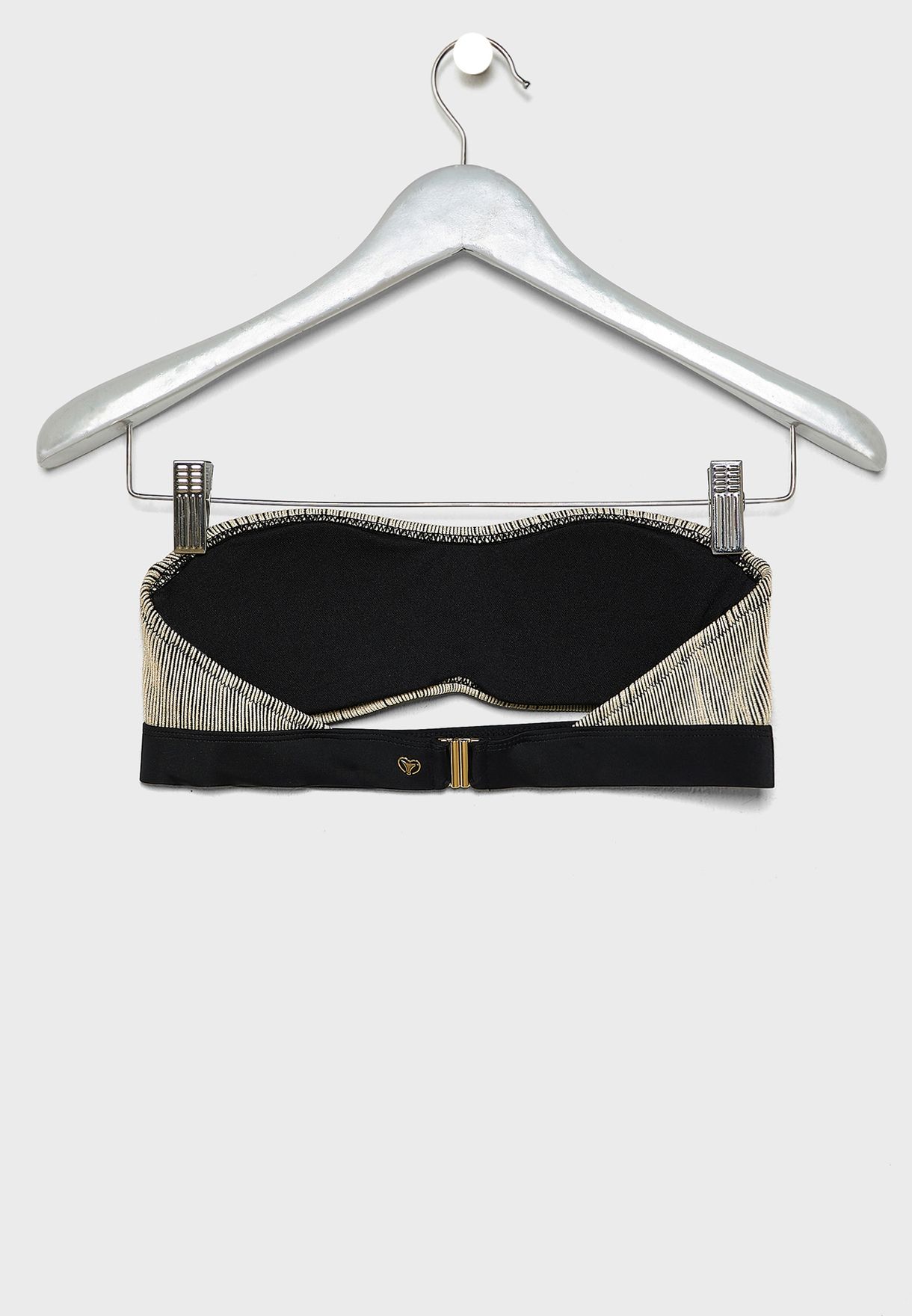 Contrast Detail Striped Bandeau Bikini Top