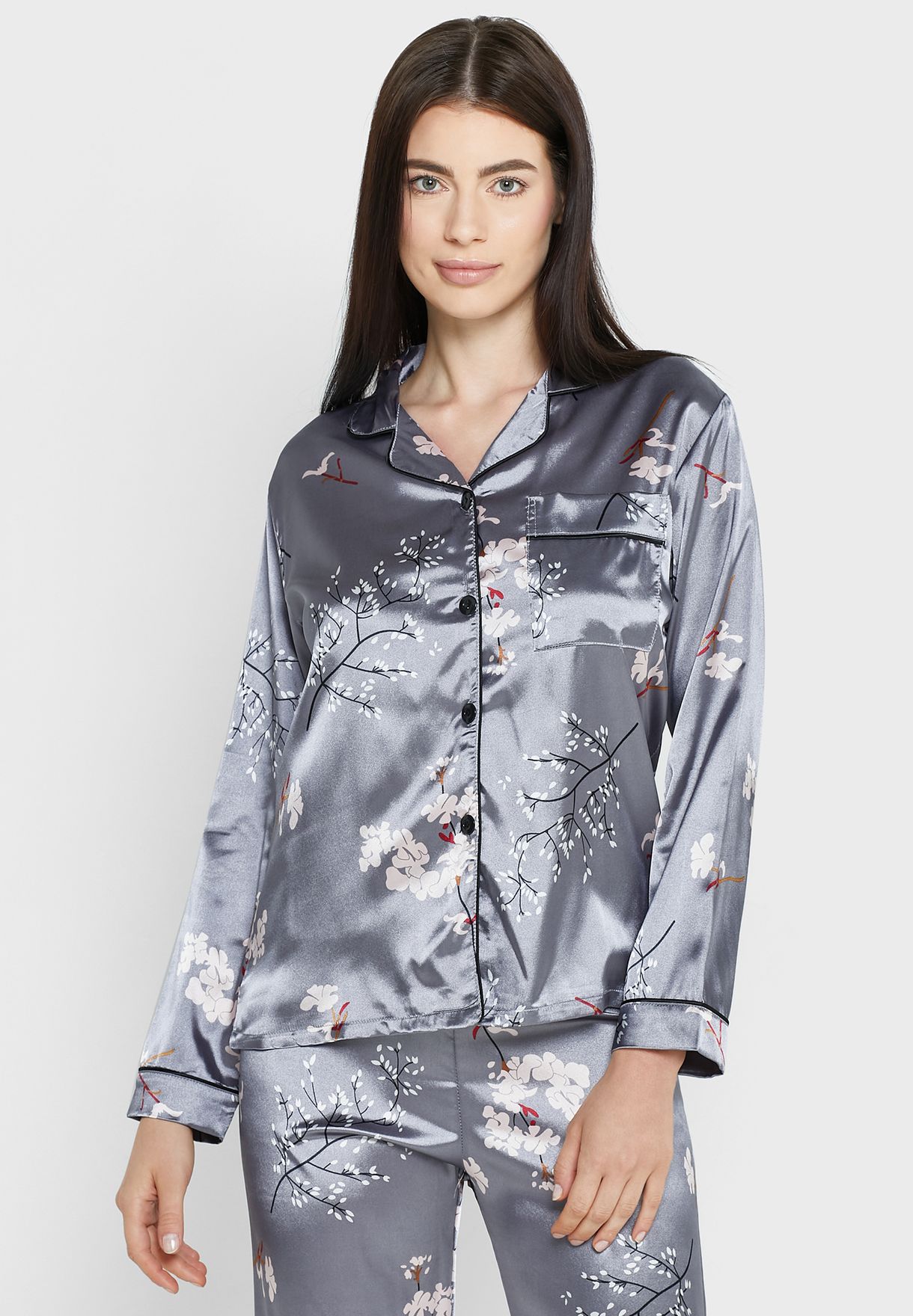 Printed Satin Pyjama Pant Set