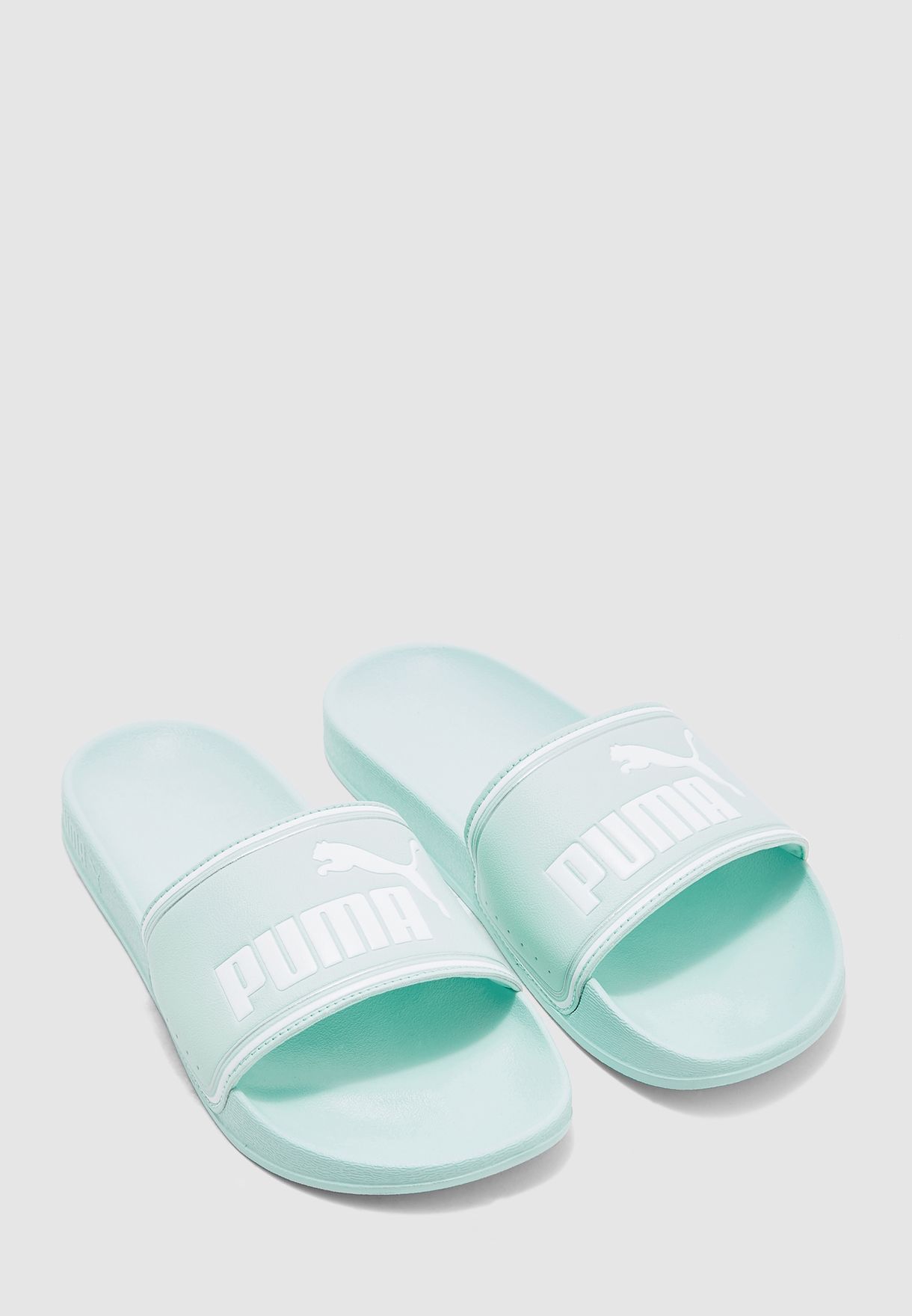 neon green puma slides