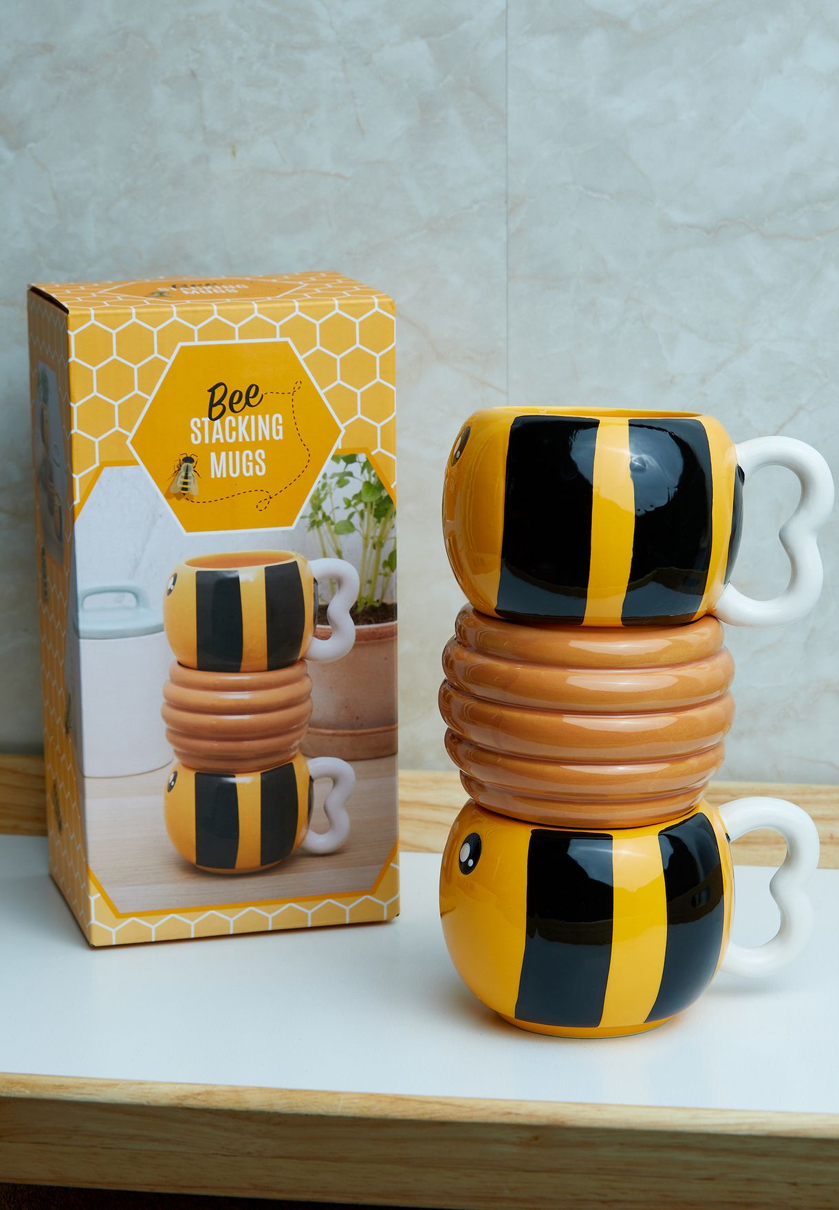 Buy Thumbs Up yellow Bumble Bee Stacking Mugs for Women in Muscat, Salalah