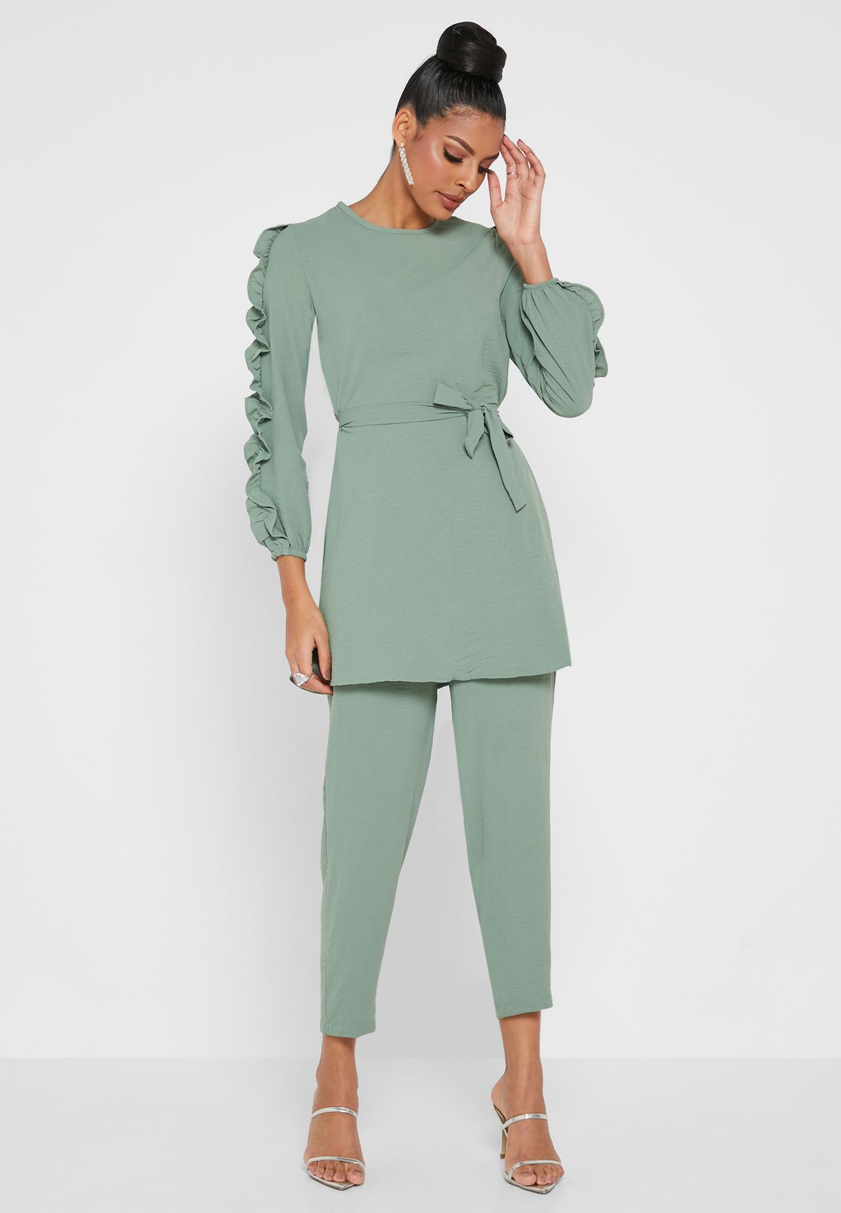 Frill Sleeve Pant Set